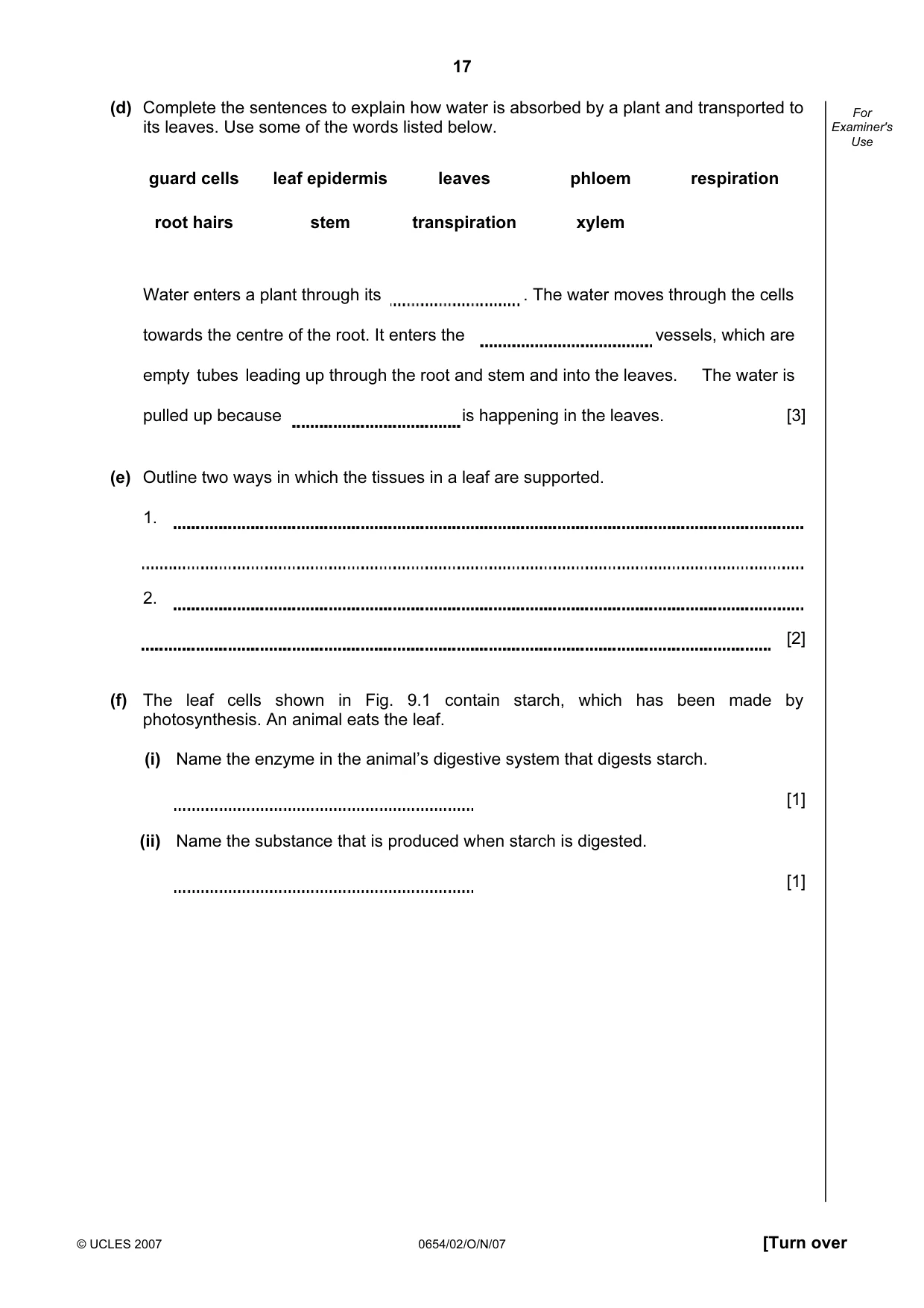Cambridge IGCSE Sciences - Co-ordinated (Double) 0654 2007 Oct/Nov Paper 2 · Variant 1 question paper, page 17 of 24
