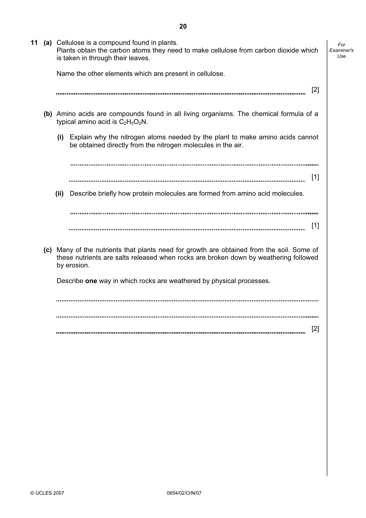 Cambridge IGCSE Sciences - Co-ordinated (Double) 0654 2007 Oct/Nov Paper 2 · Variant 1 question paper, page 20 of 24