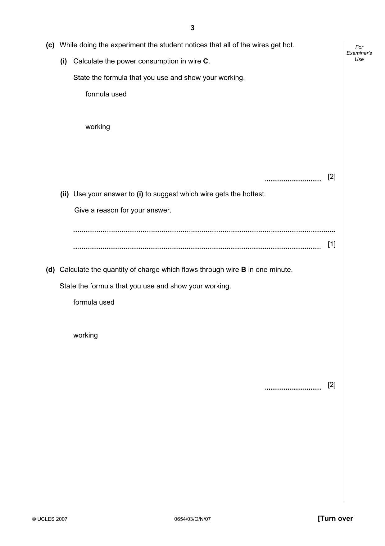 Cambridge IGCSE Sciences - Co-ordinated (Double) 0654 2007 Oct/Nov Paper 3 · Variant 1 question paper, page 3 of 24