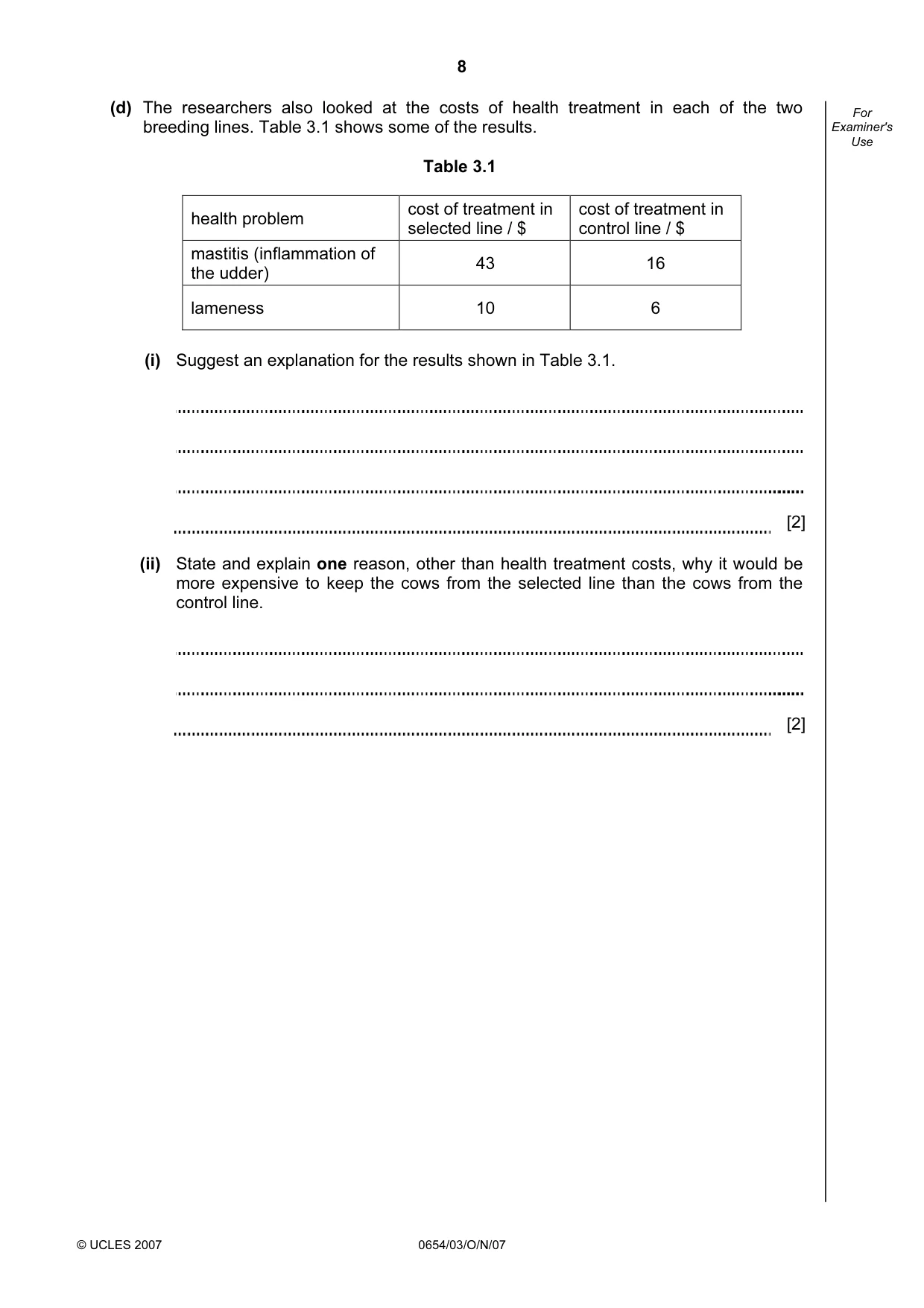 Cambridge IGCSE Sciences - Co-ordinated (Double) 0654 2007 Oct/Nov Paper 3 · Variant 1 question paper, page 8 of 24