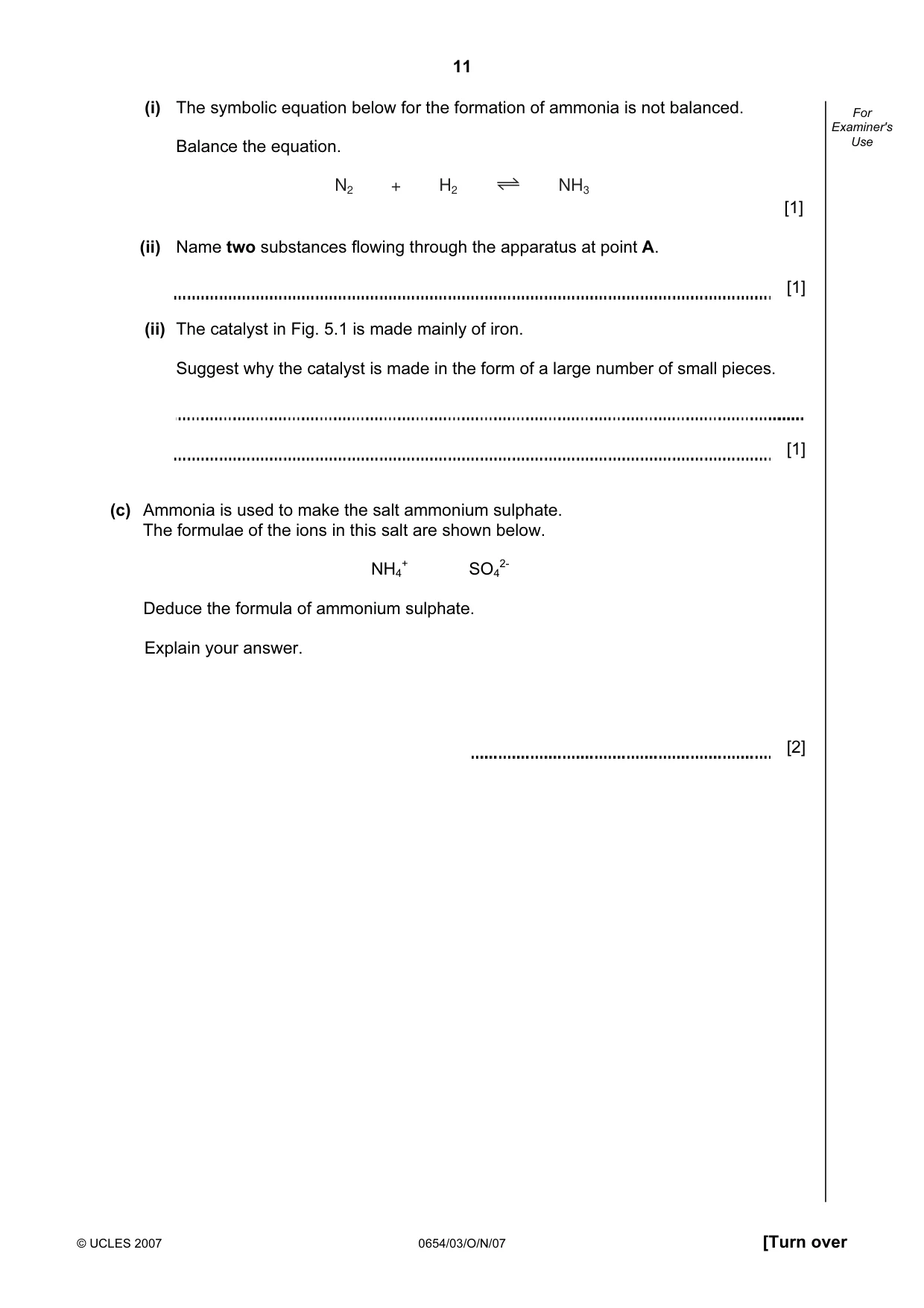 Cambridge IGCSE Sciences - Co-ordinated (Double) 0654 2007 Oct/Nov Paper 3 · Variant 1 question paper, page 11 of 24