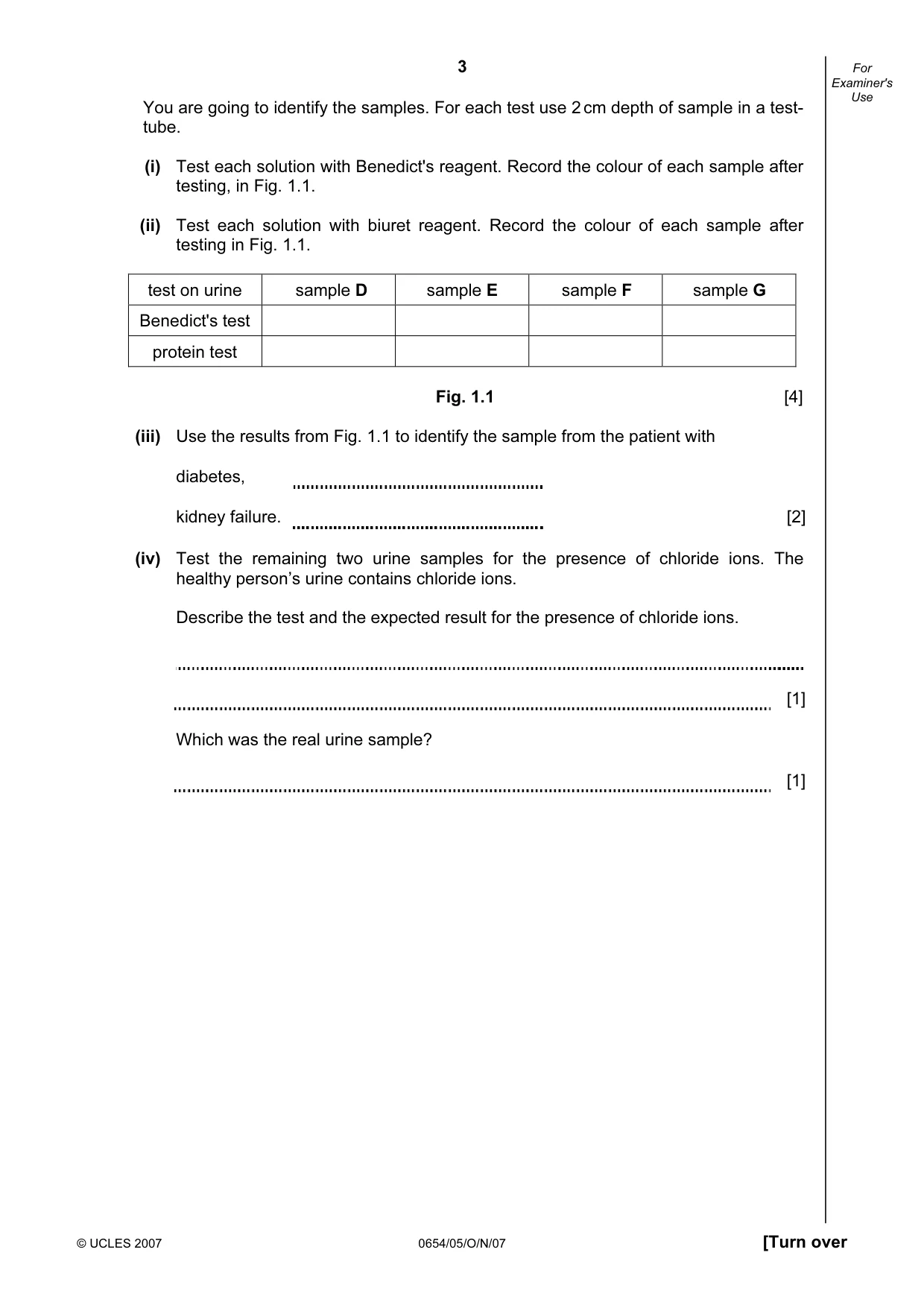 Cambridge IGCSE Sciences - Co-ordinated (Double) 0654 2007 Oct/Nov Paper 5 · Variant 1 question paper, page 3 of 8