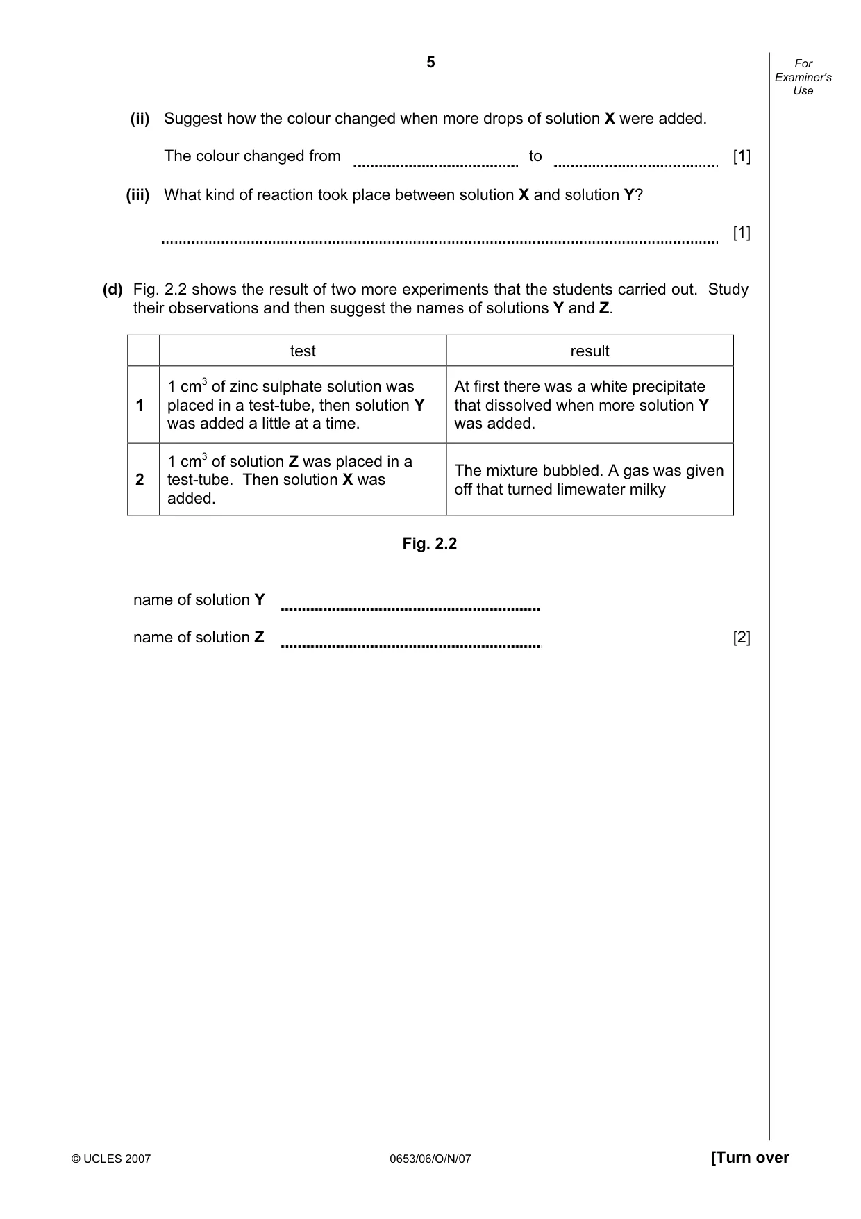 Cambridge IGCSE Sciences - Co-ordinated (Double) 0654 2007 Oct/Nov Paper 6 · Variant 1 question paper, page 5 of 16