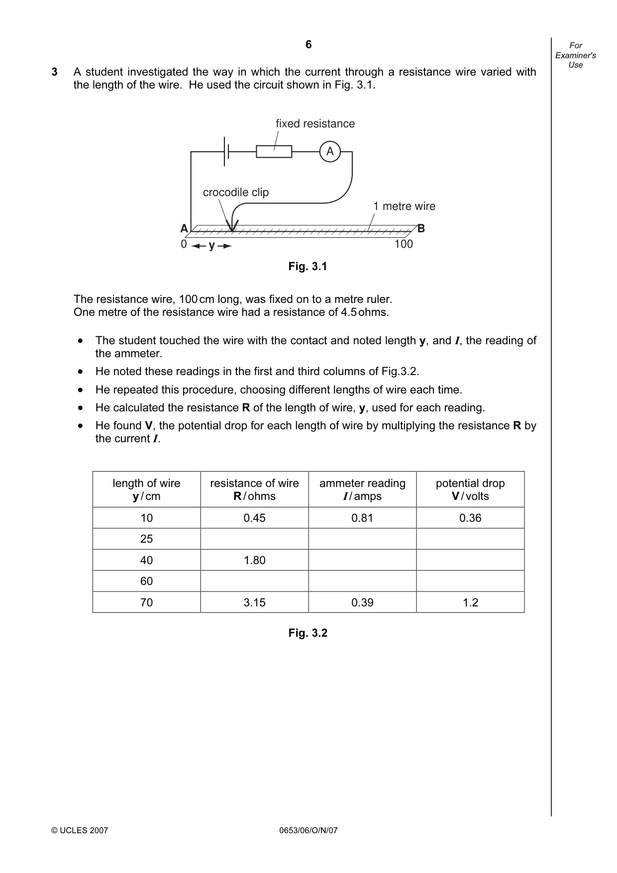Cambridge IGCSE Sciences - Co-ordinated (Double) 0654 2007 Oct/Nov Paper 6 · Variant 1 question paper, page 6 of 16
