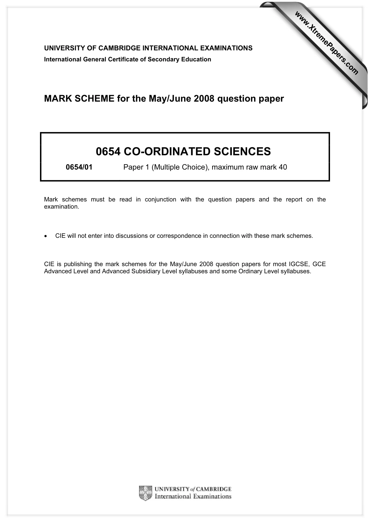 Mark scheme, page 1 of 2