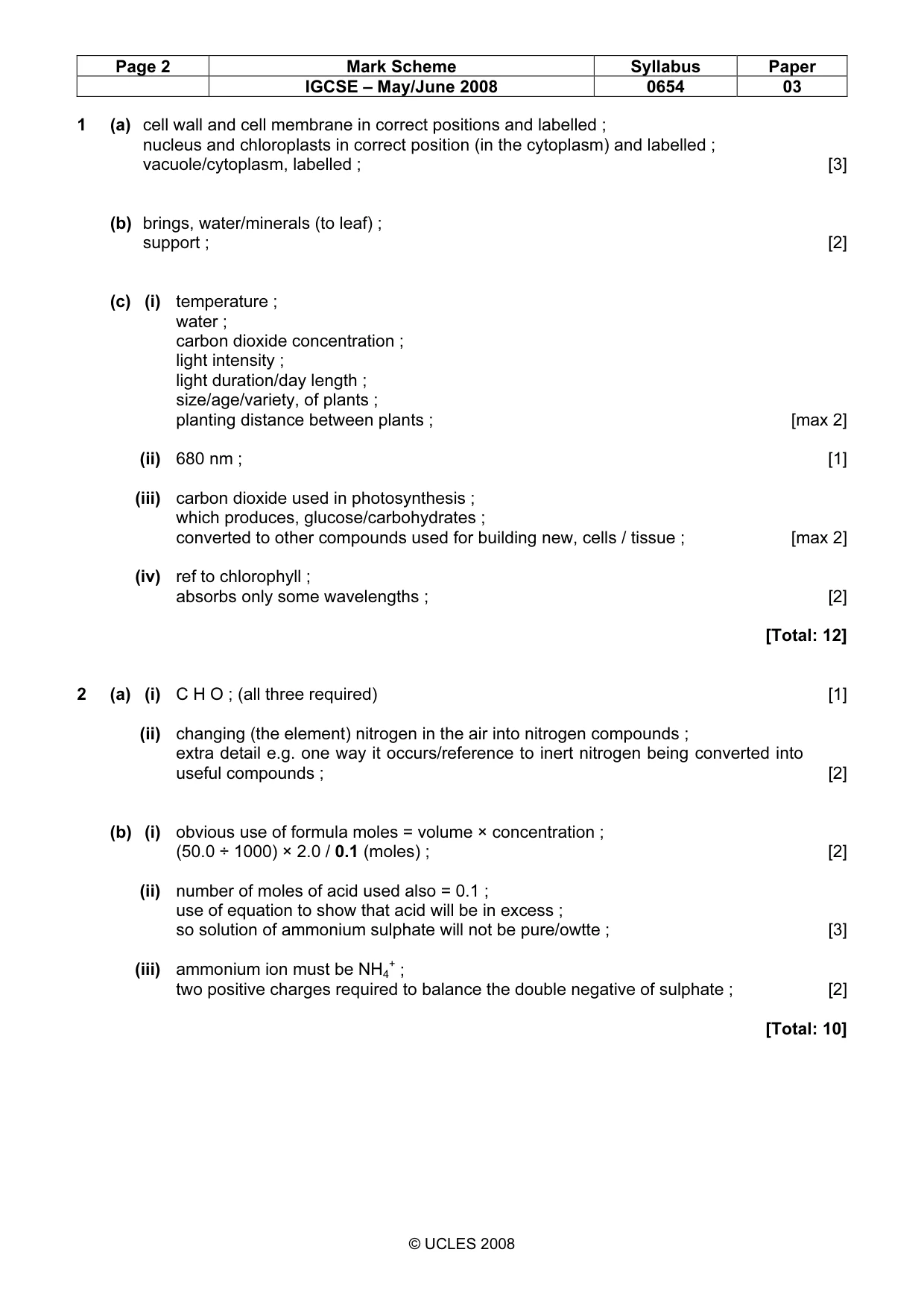 Mark scheme, page 2 of 7