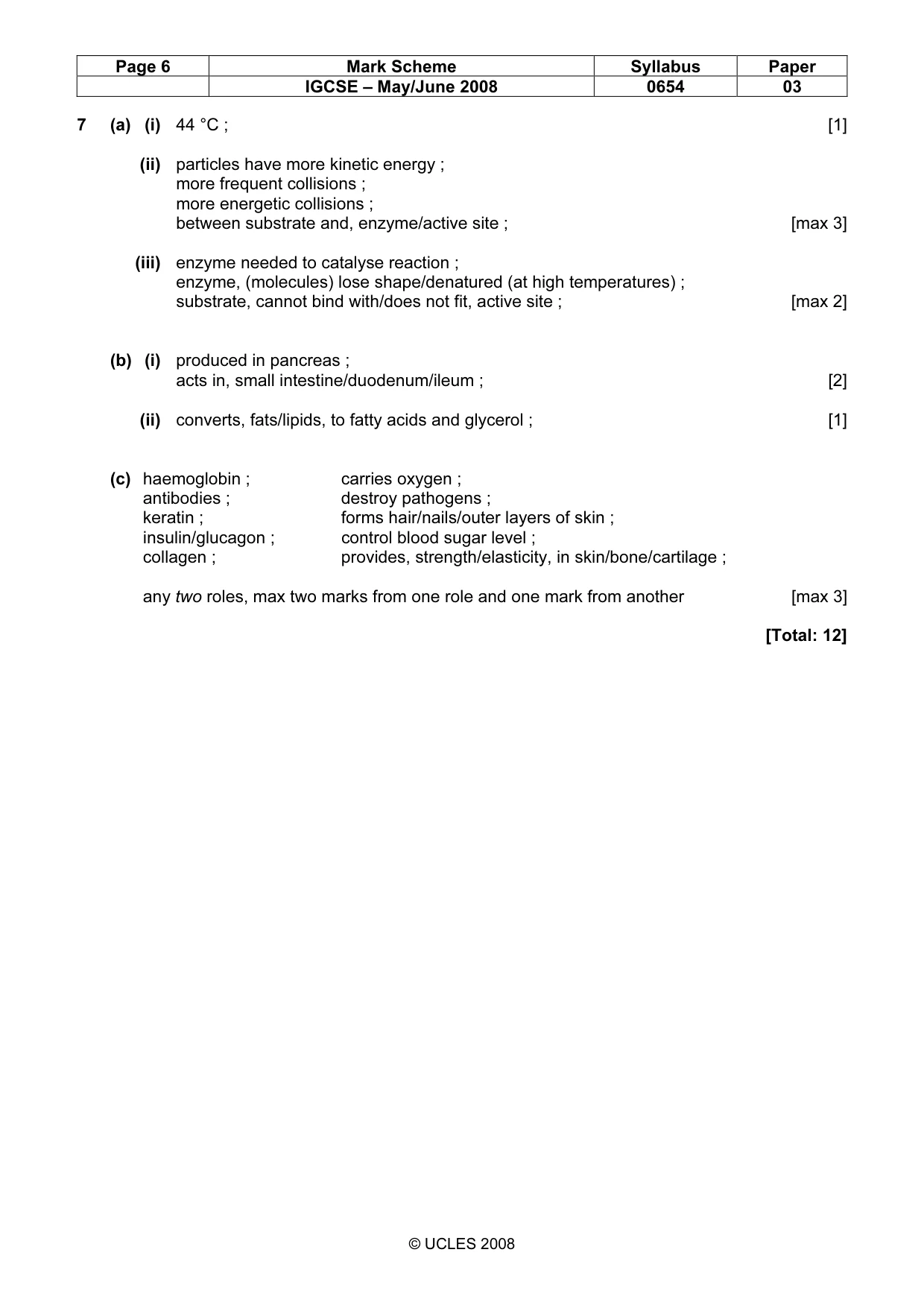Mark scheme, page 6 of 7