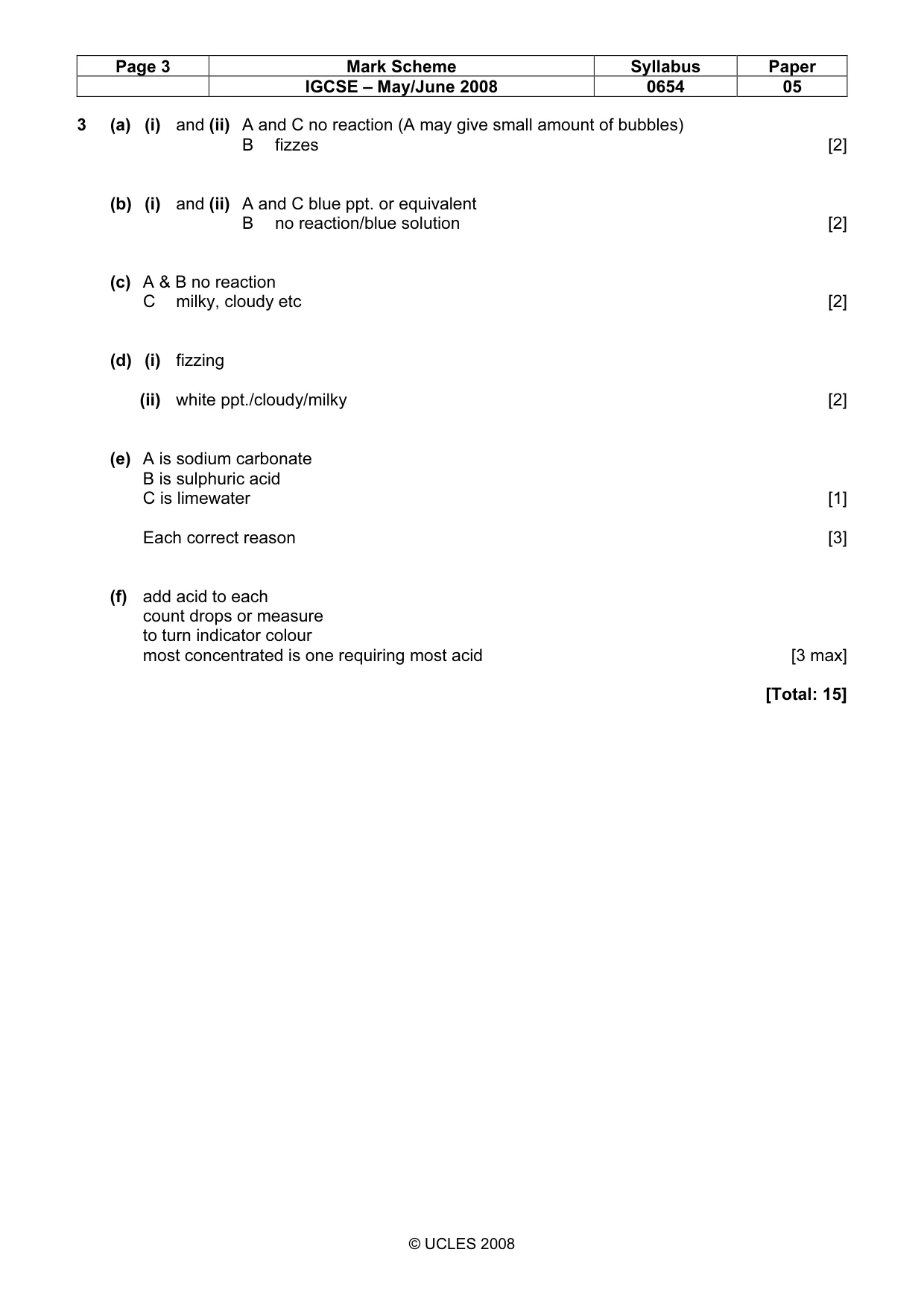 Mark scheme, page 3 of 3