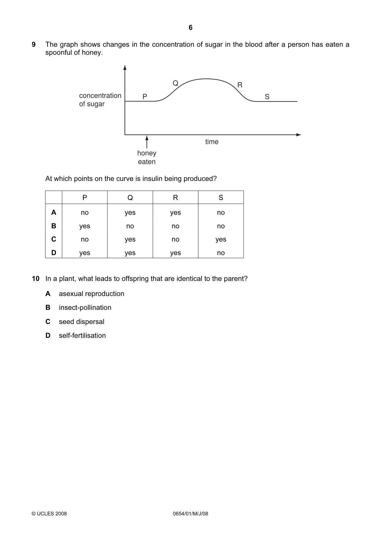 Cambridge IGCSE Sciences - Co-ordinated (Double) 0654 2008 May/June Paper 1 · Variant 1 question paper, page 6 of 20