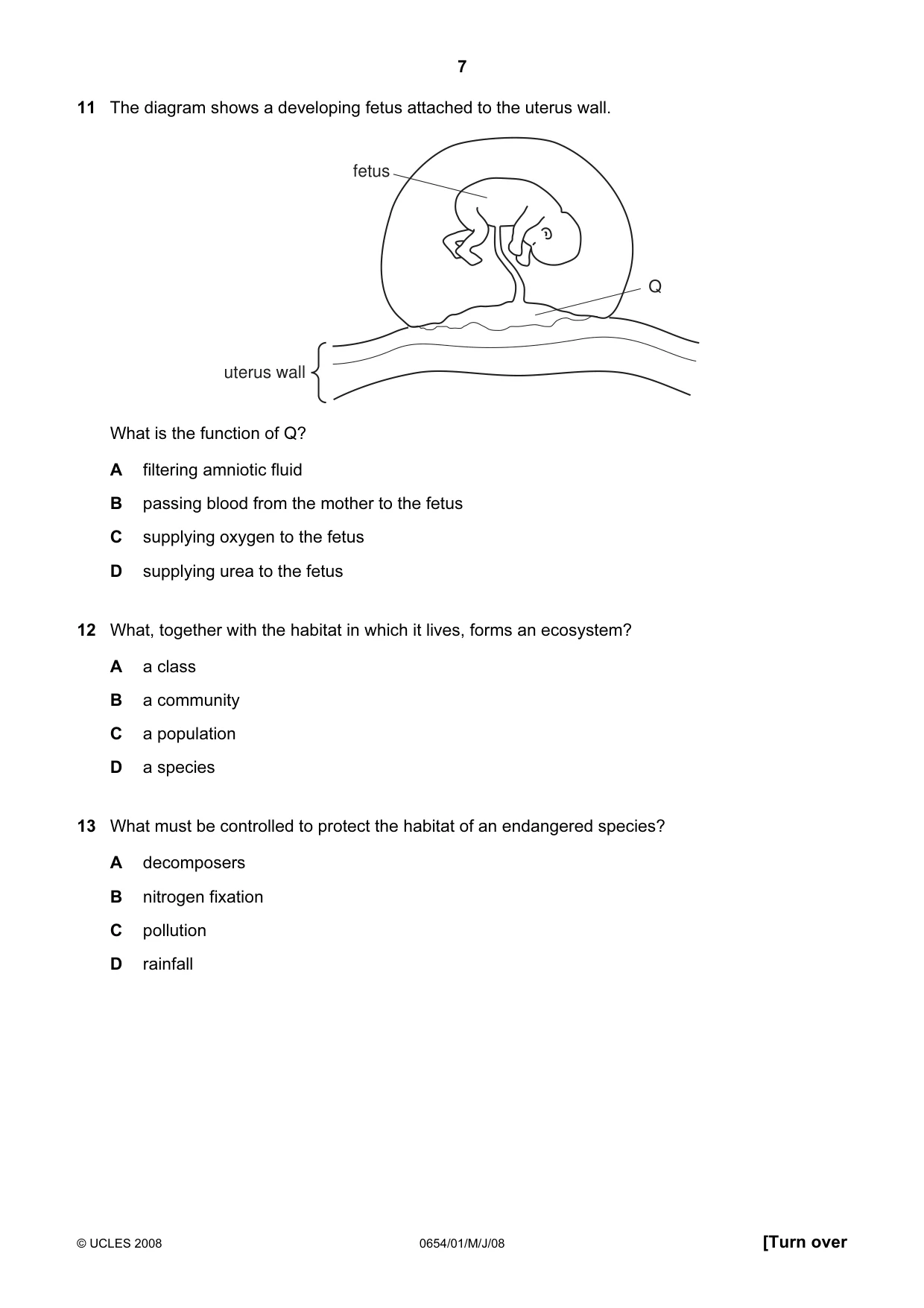 Cambridge IGCSE Sciences - Co-ordinated (Double) 0654 2008 May/June Paper 1 · Variant 1 question paper, page 7 of 20