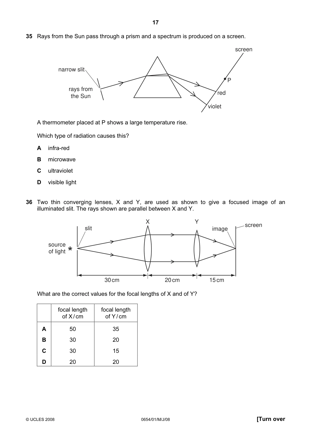 Cambridge IGCSE Sciences - Co-ordinated (Double) 0654 2008 May/June Paper 1 · Variant 1 question paper, page 17 of 20