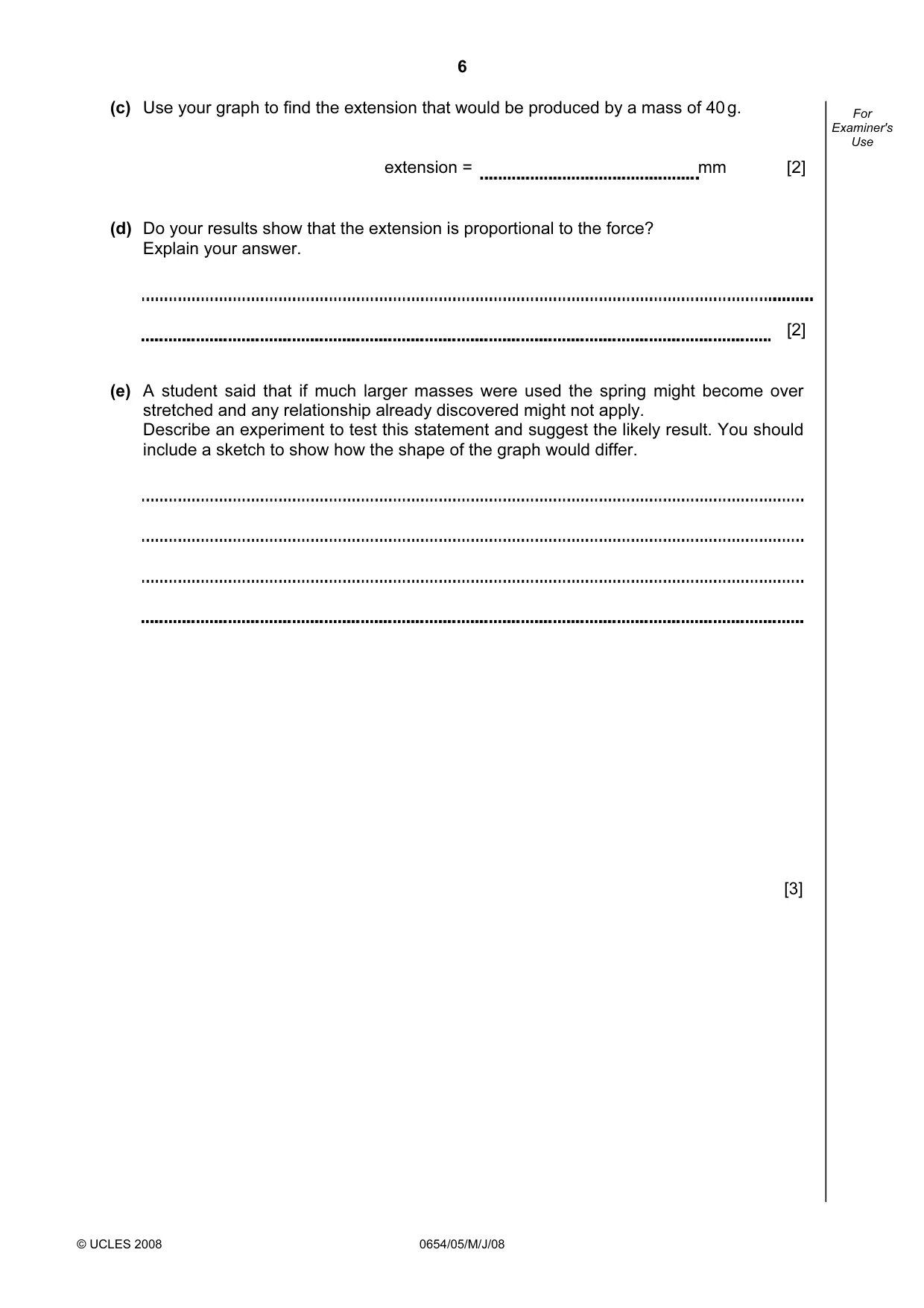 Cambridge IGCSE Sciences - Co-ordinated (Double) 0654 2008 May/June Paper 5 · Variant 1 question paper, page 6 of 12