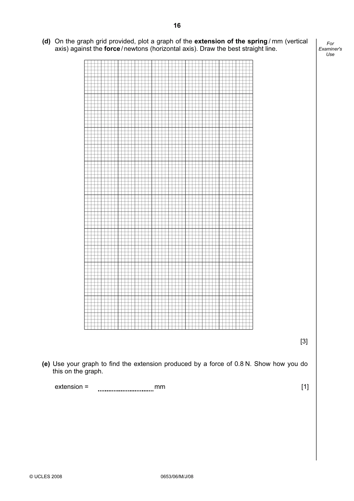 Cambridge IGCSE Sciences - Co-ordinated (Double) 0654 2008 May/June Paper 6 · Variant 1 question paper, page 16 of 20