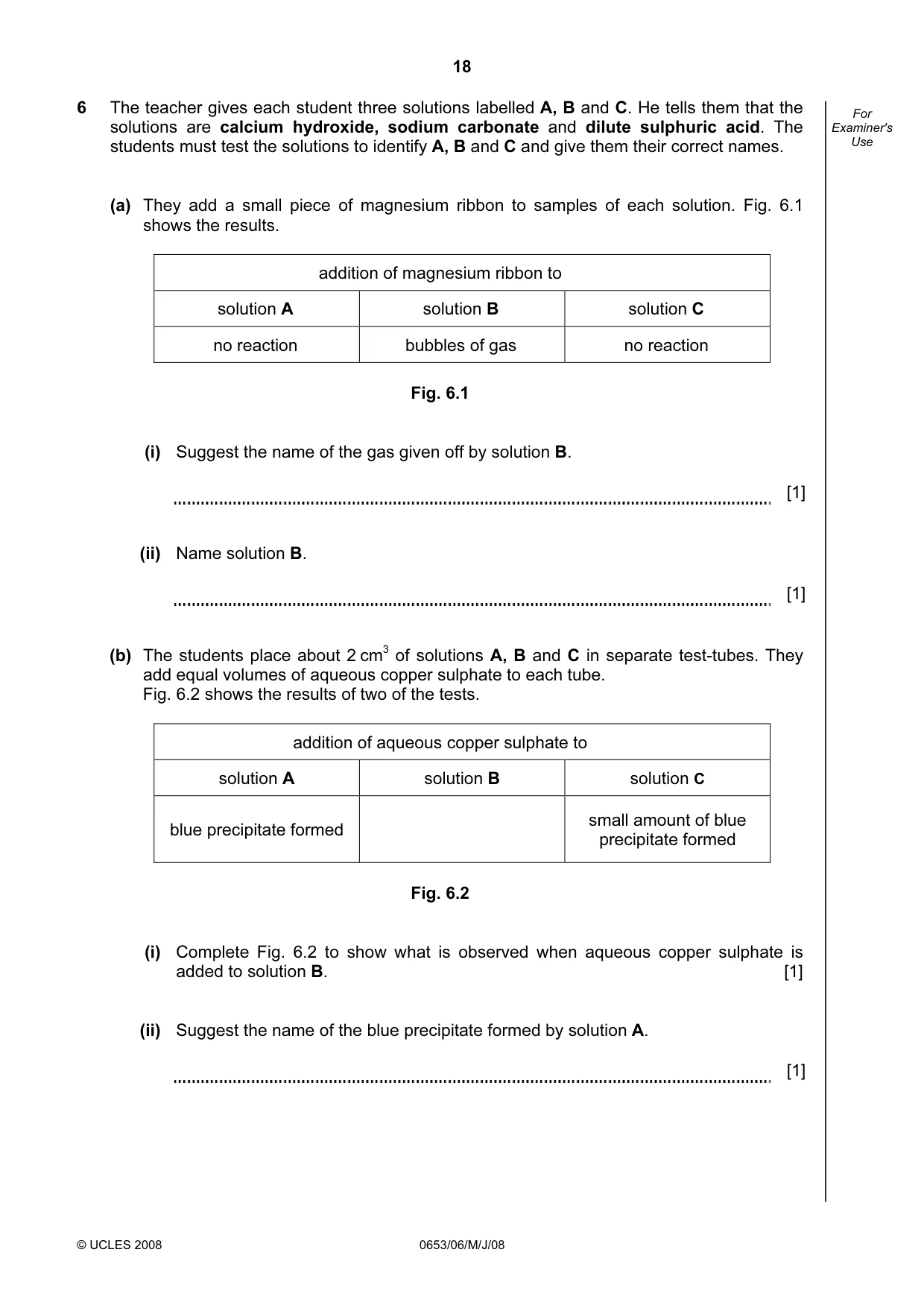 Cambridge IGCSE Sciences - Co-ordinated (Double) 0654 2008 May/June Paper 6 · Variant 1 question paper, page 18 of 20