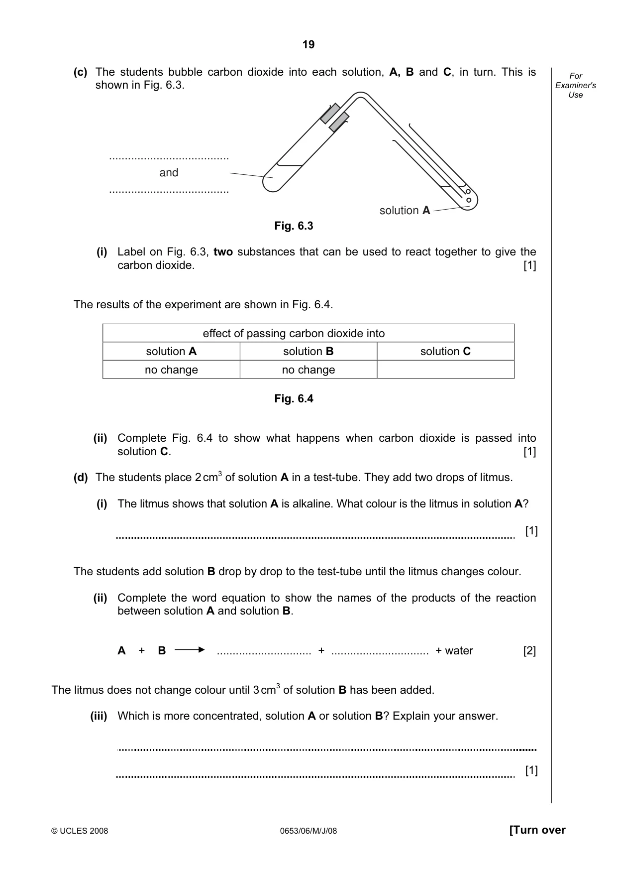 Cambridge IGCSE Sciences - Co-ordinated (Double) 0654 2008 May/June Paper 6 · Variant 1 question paper, page 19 of 20