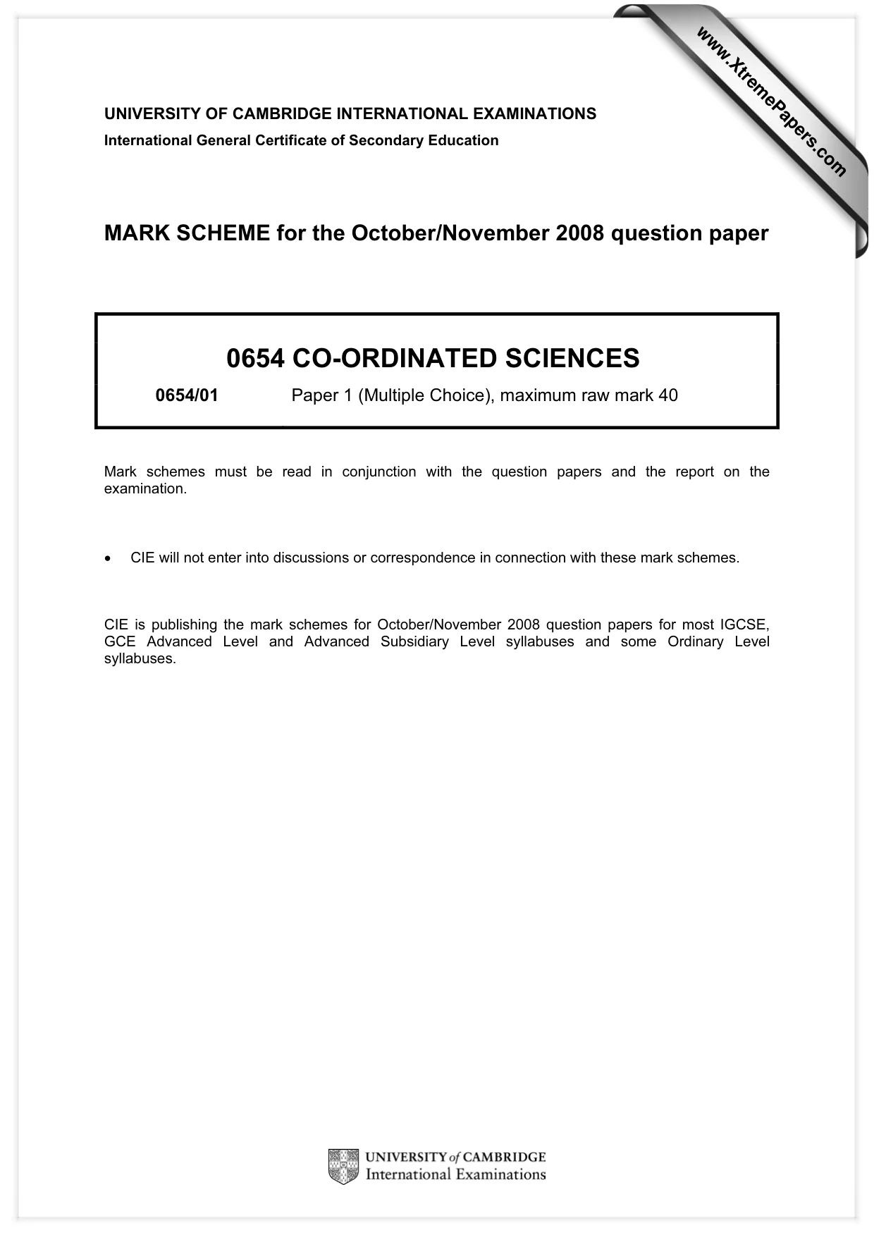 Mark scheme, page 1 of 2