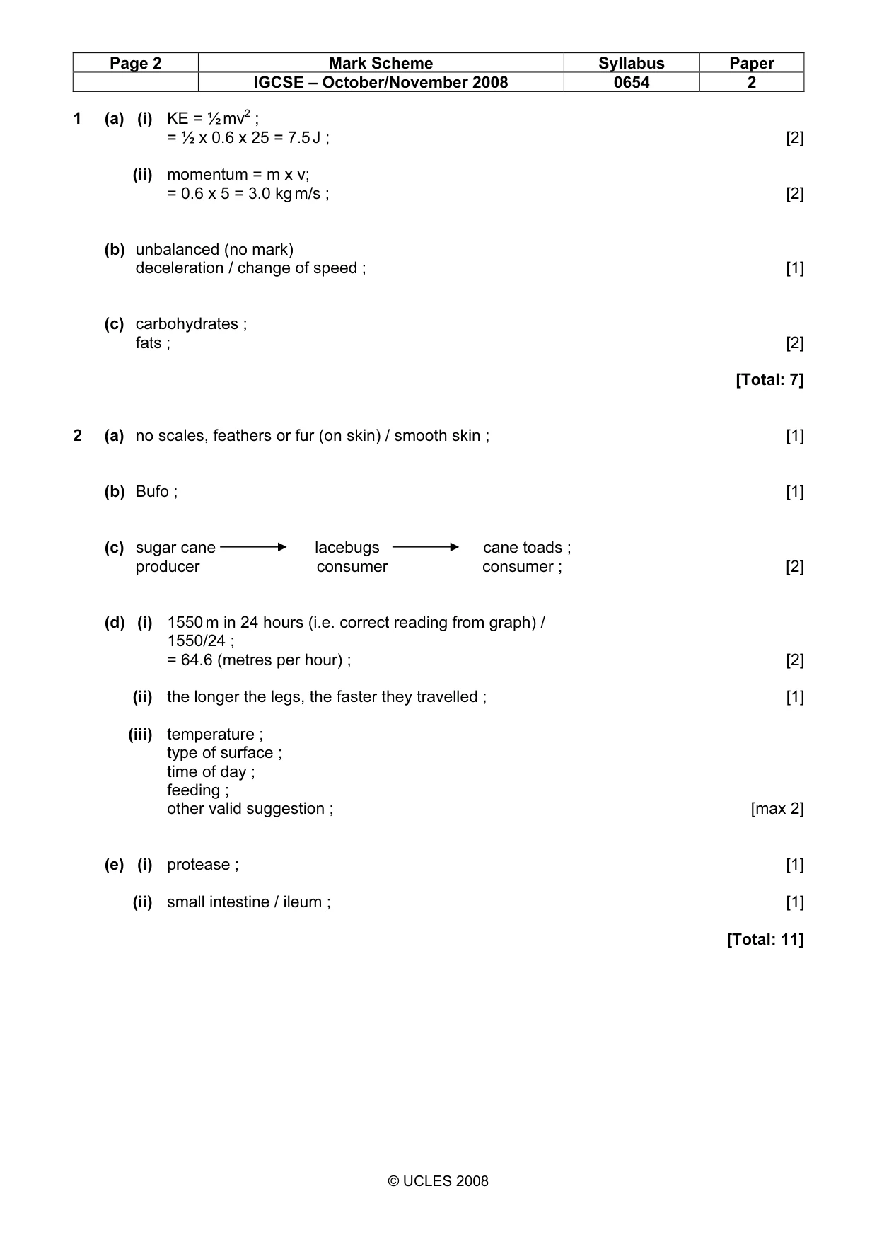 Mark scheme, page 2 of 7