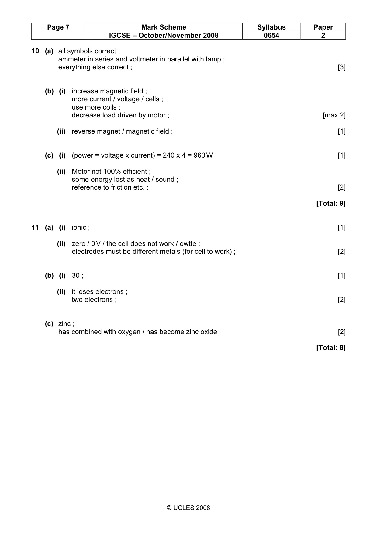 Mark scheme, page 7 of 7