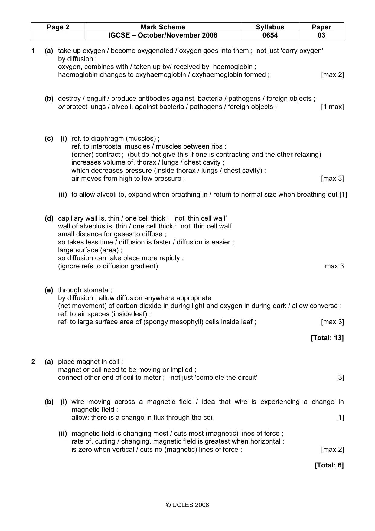 Mark scheme, page 2 of 6