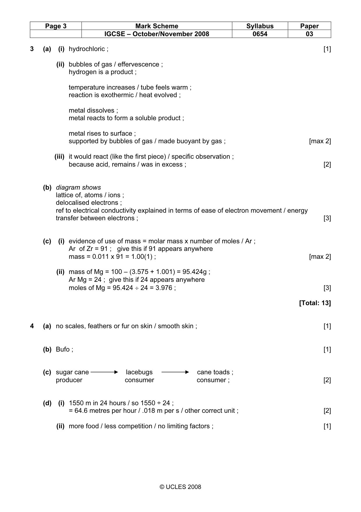 Mark scheme, page 3 of 6