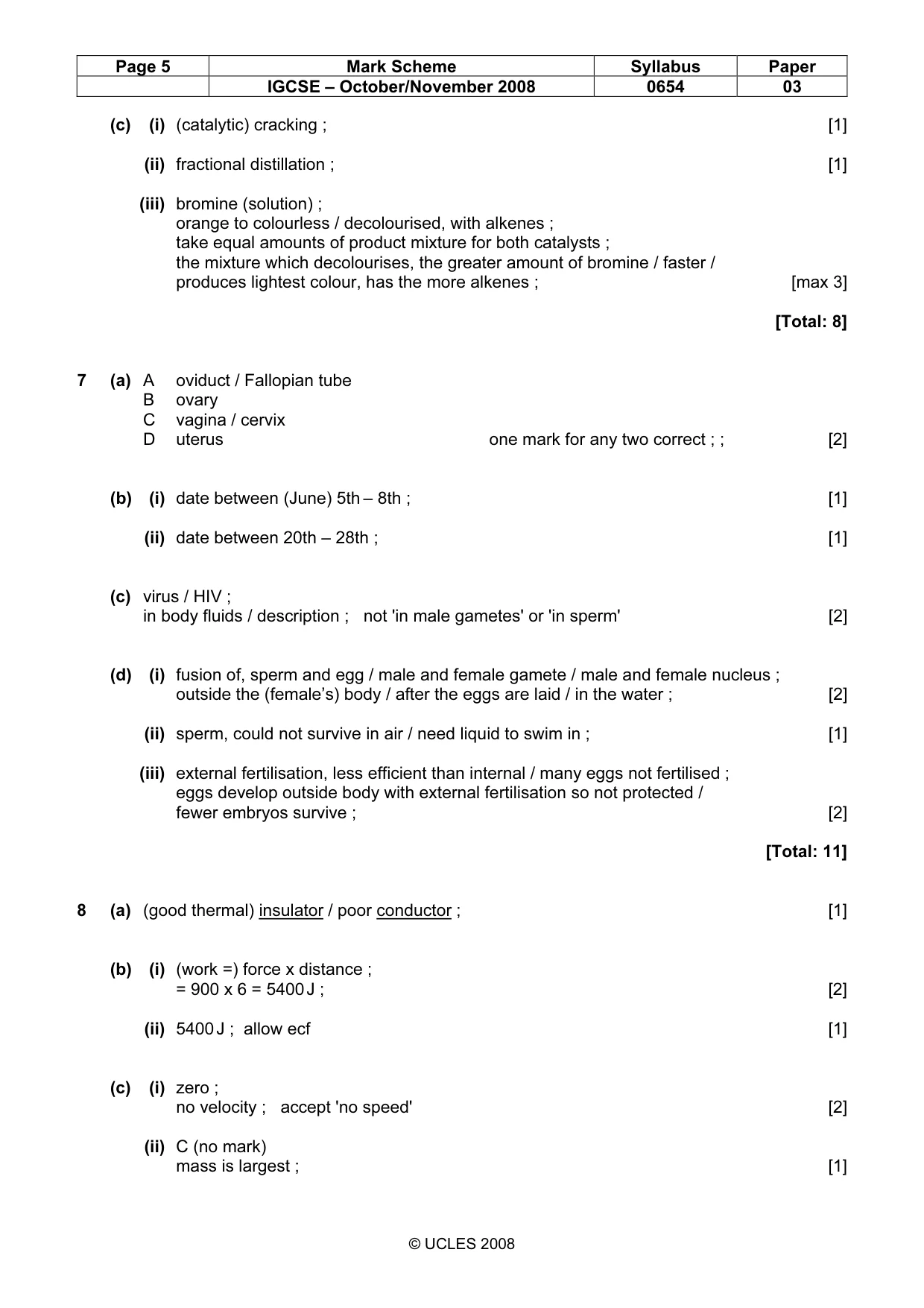 Mark scheme, page 5 of 6