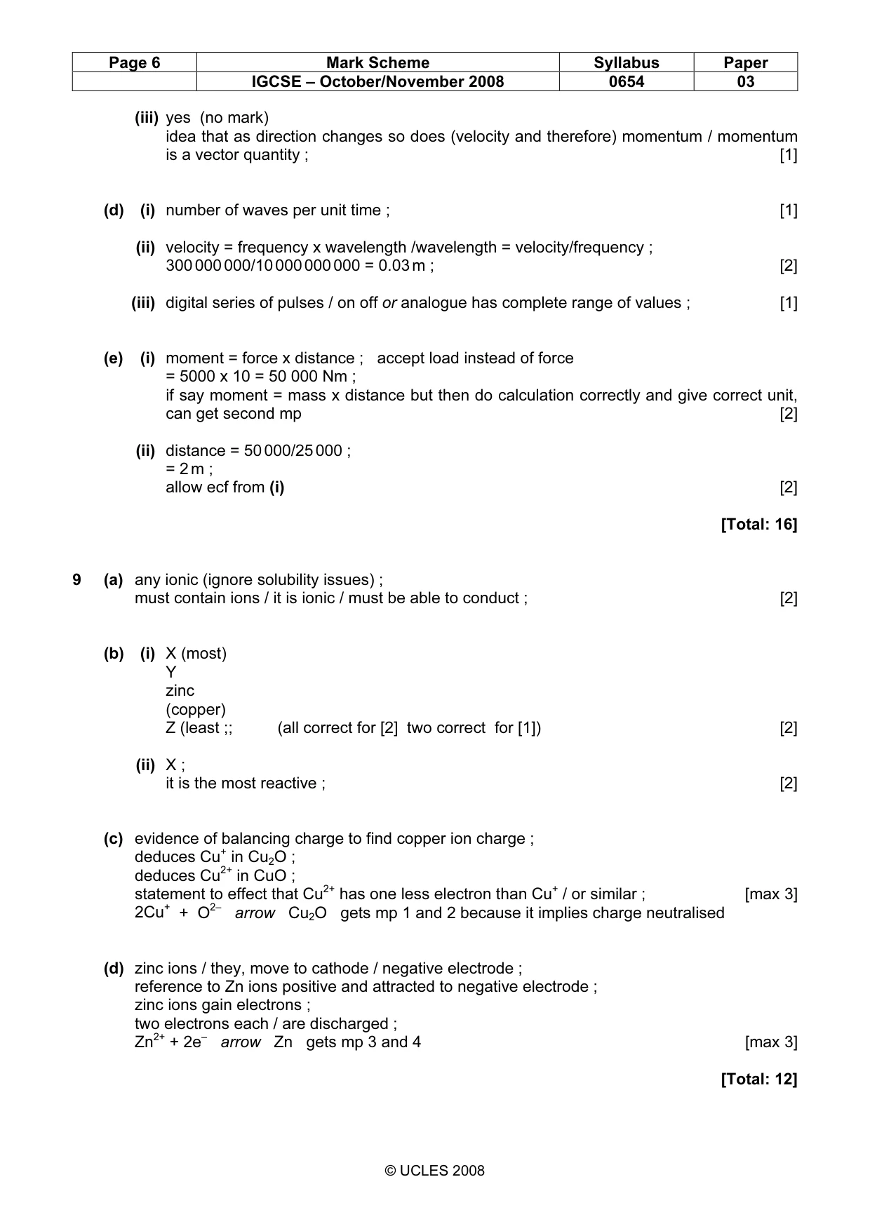 Mark scheme, page 6 of 6
