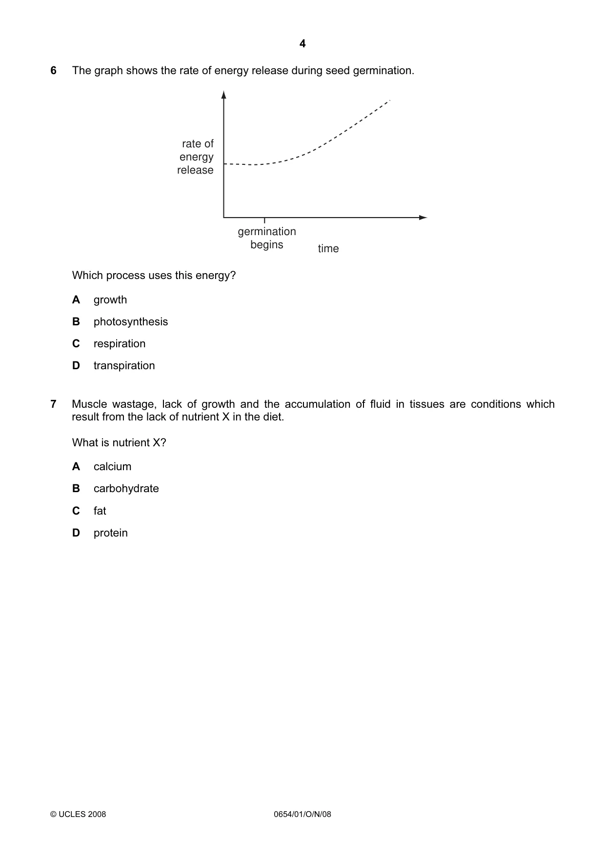 Cambridge IGCSE Sciences - Co-ordinated (Double) 0654 2008 Oct/Nov Paper 1 · Variant 1 question paper, page 4 of 20