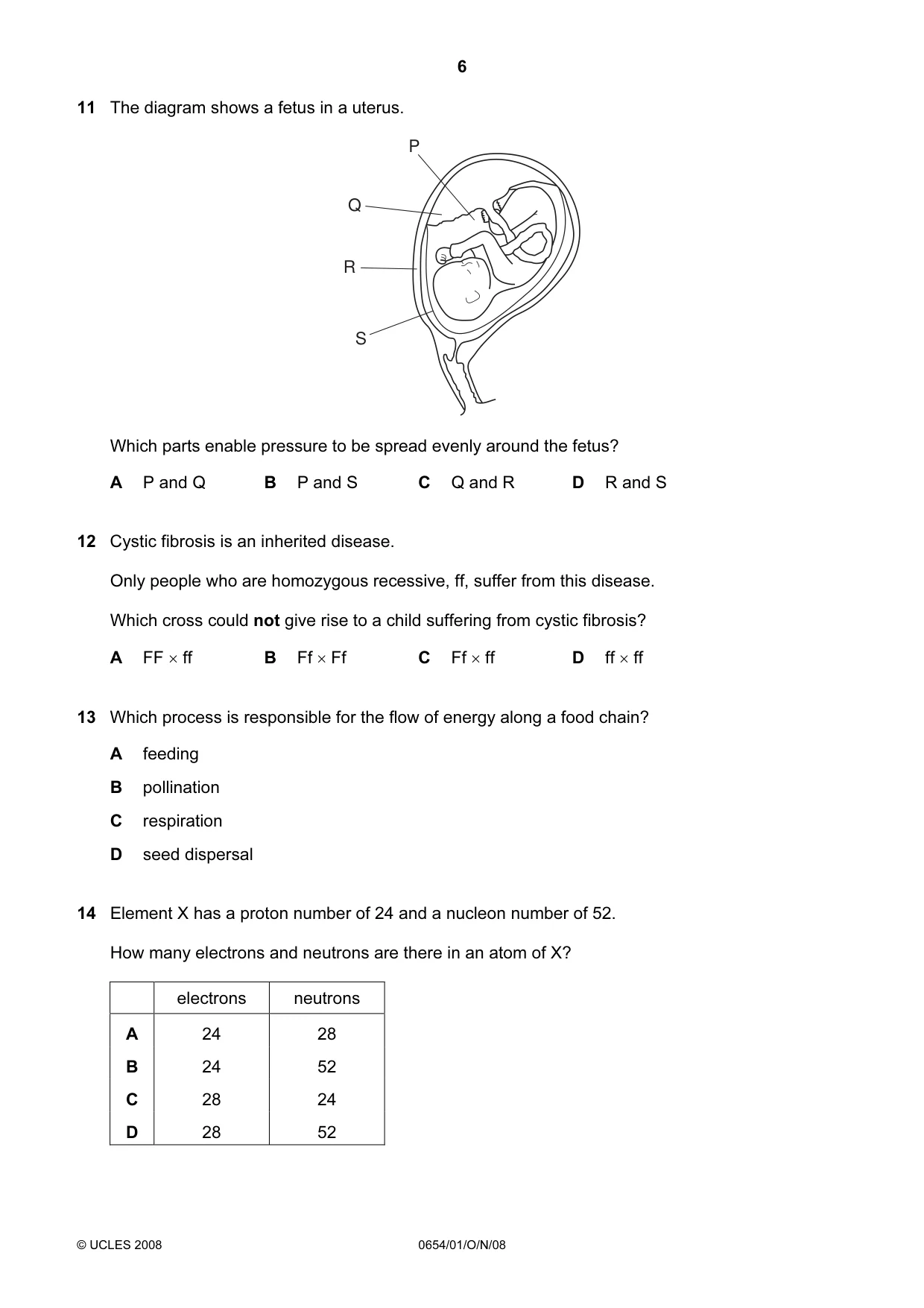 Cambridge IGCSE Sciences - Co-ordinated (Double) 0654 2008 Oct/Nov Paper 1 · Variant 1 question paper, page 6 of 20