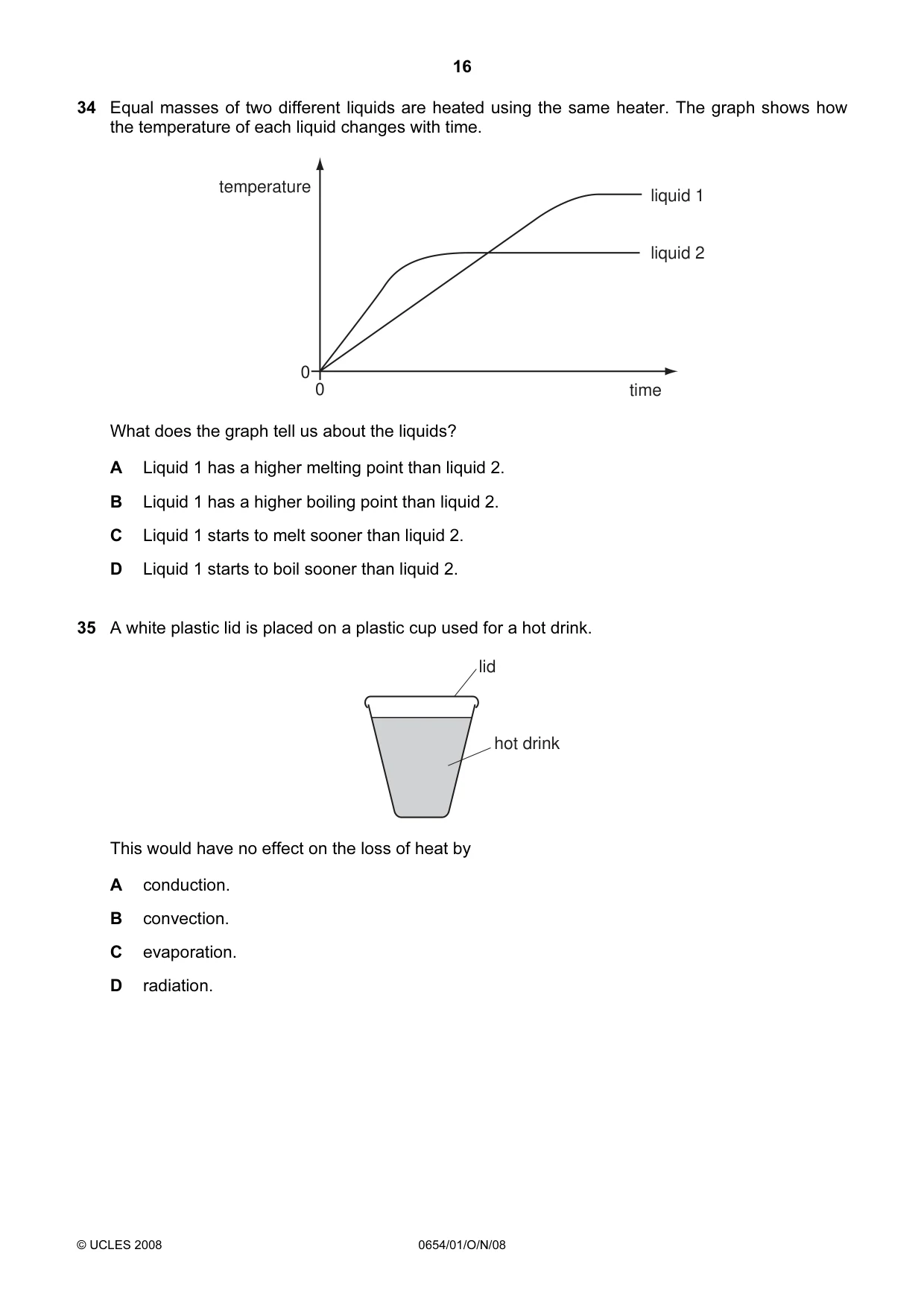 Cambridge IGCSE Sciences - Co-ordinated (Double) 0654 2008 Oct/Nov Paper 1 · Variant 1 question paper, page 16 of 20