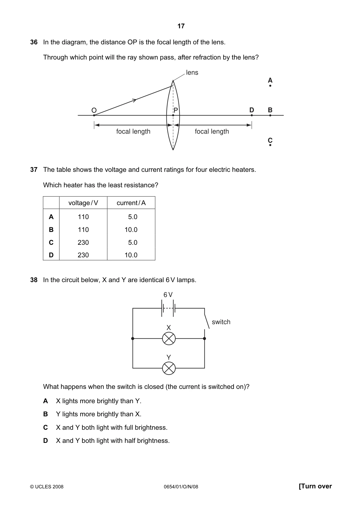 Cambridge IGCSE Sciences - Co-ordinated (Double) 0654 2008 Oct/Nov Paper 1 · Variant 1 question paper, page 17 of 20