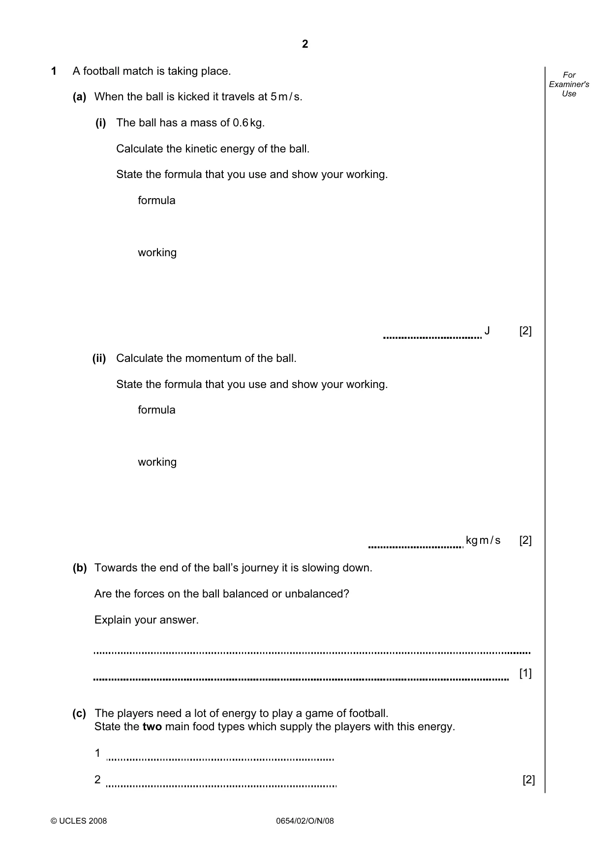 Cambridge IGCSE Sciences - Co-ordinated (Double) 0654 2008 Oct/Nov Paper 2 · Variant 1 question paper, page 2 of 28
