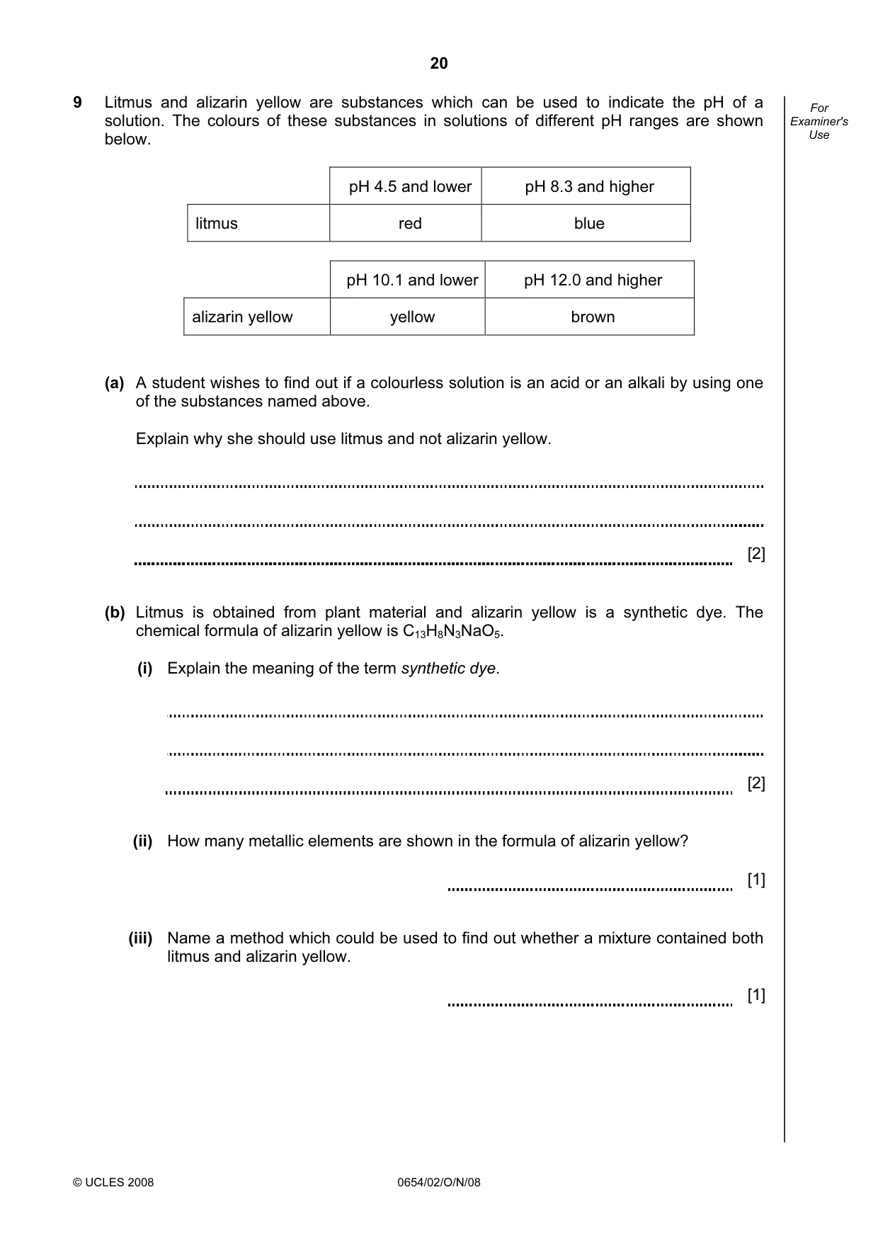 Cambridge IGCSE Sciences - Co-ordinated (Double) 0654 2008 Oct/Nov Paper 2 · Variant 1 question paper, page 20 of 28