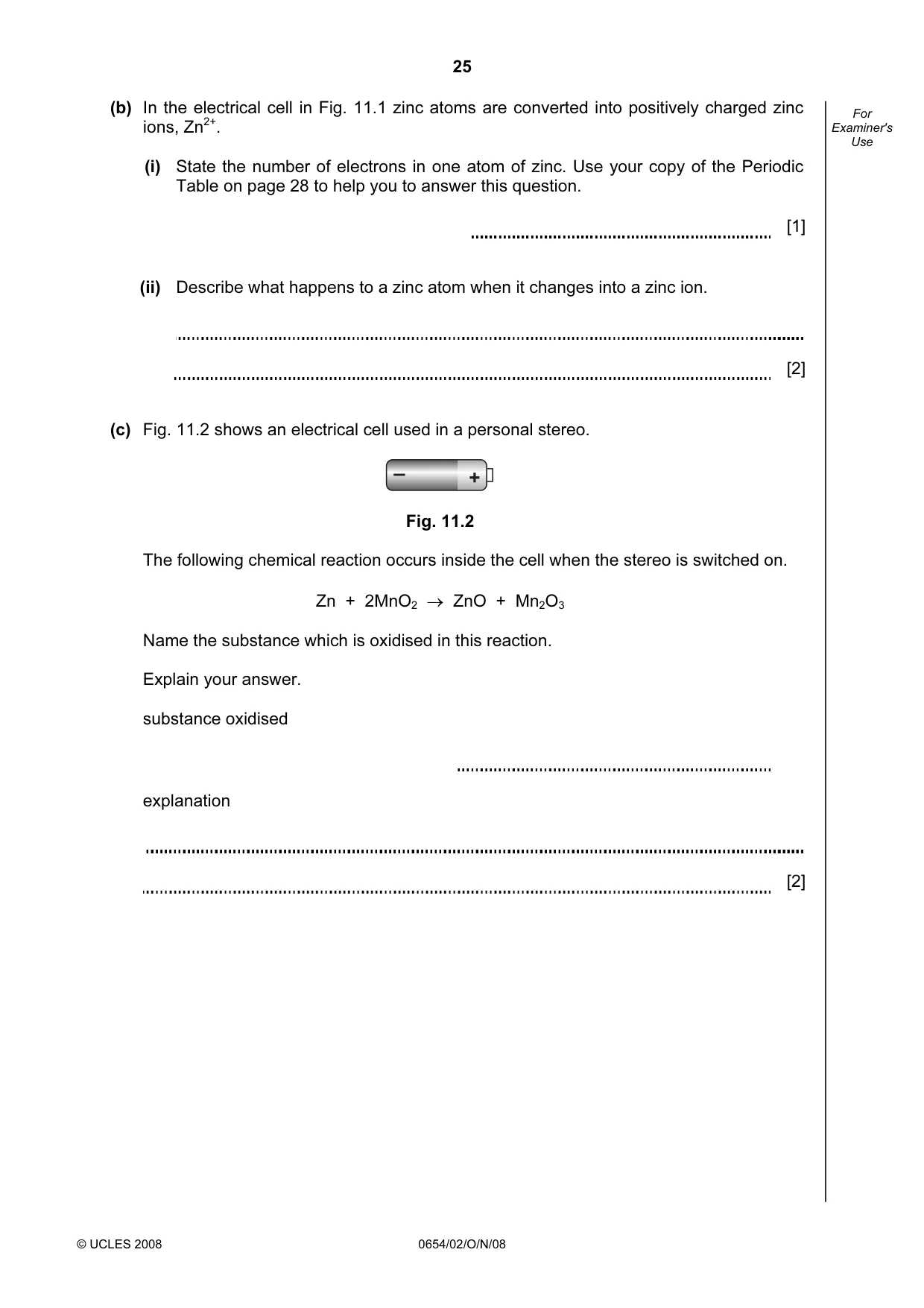 Cambridge IGCSE Sciences - Co-ordinated (Double) 0654 2008 Oct/Nov Paper 2 · Variant 1 question paper, page 25 of 28