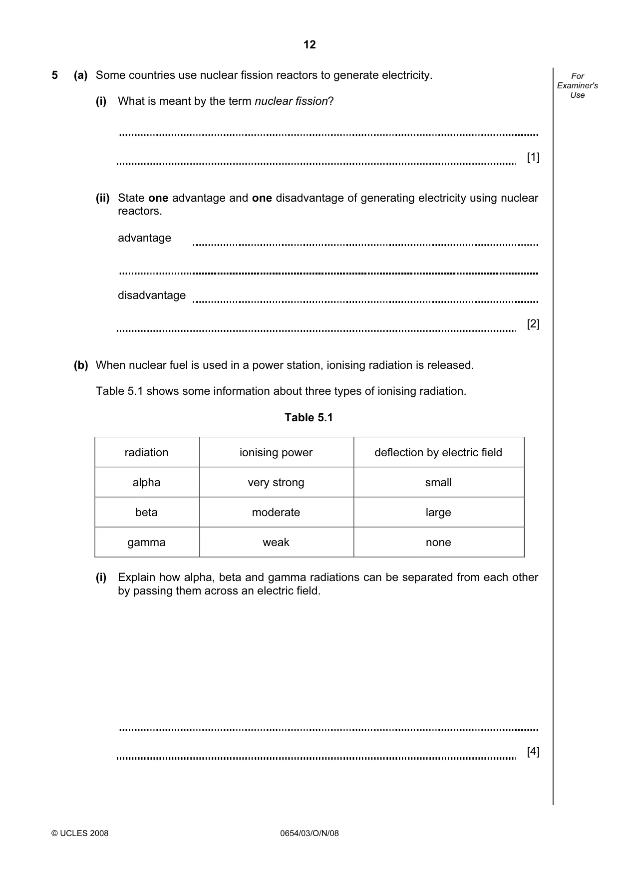 Cambridge IGCSE Sciences - Co-ordinated (Double) 0654 2008 Oct/Nov Paper 3 · Variant 1 question paper, page 12 of 28