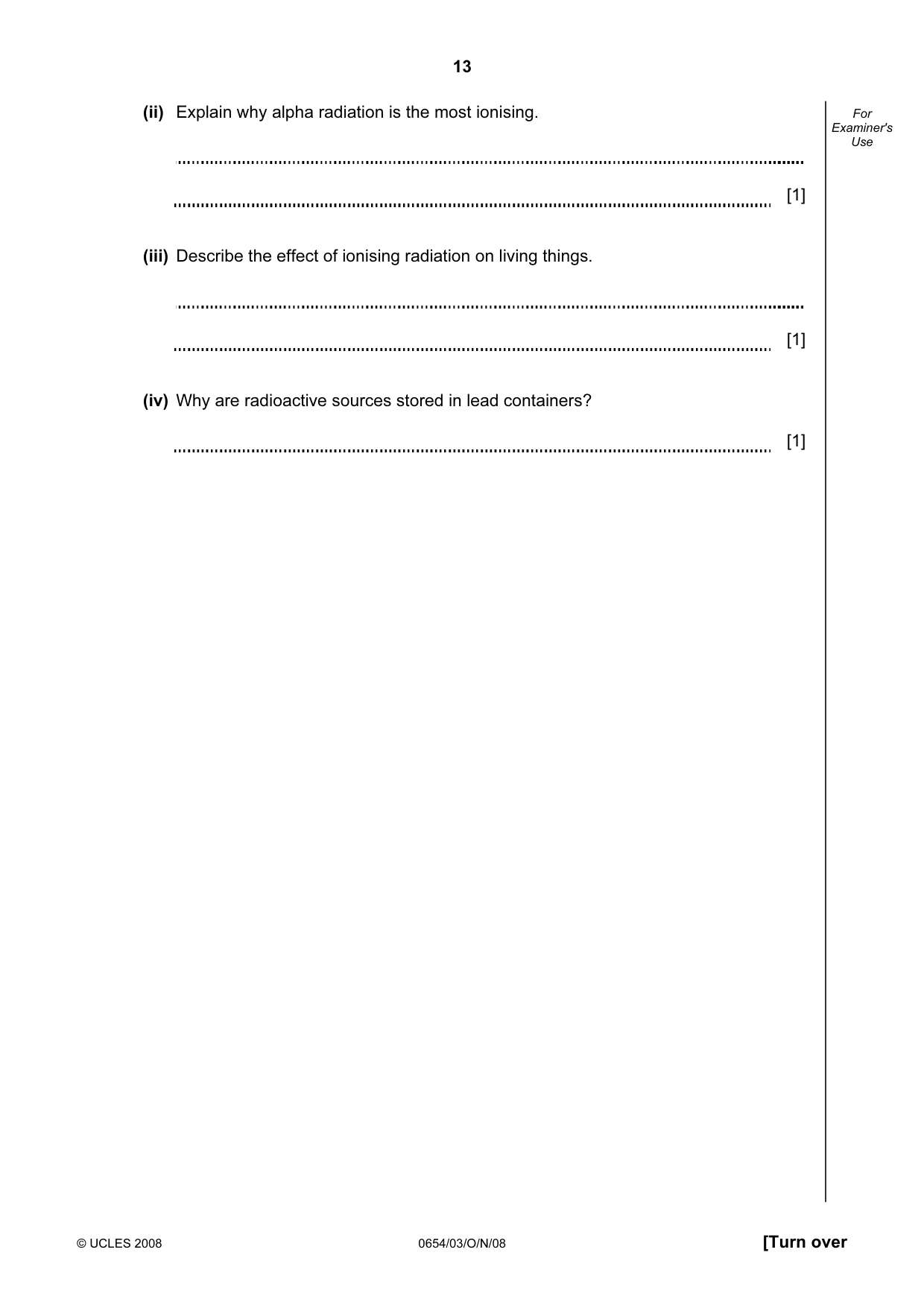 Cambridge IGCSE Sciences - Co-ordinated (Double) 0654 2008 Oct/Nov Paper 3 · Variant 1 question paper, page 13 of 28