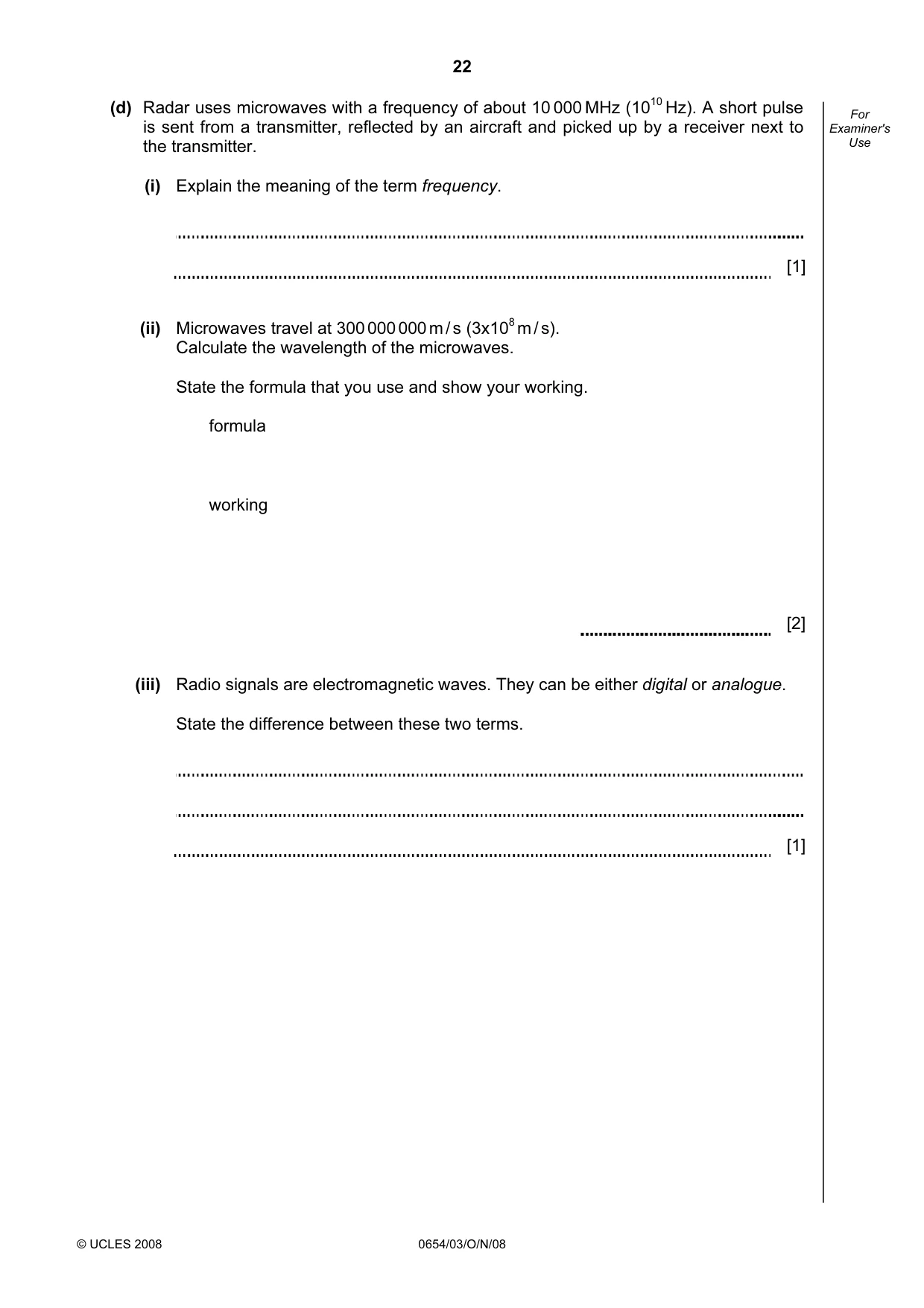 Cambridge IGCSE Sciences - Co-ordinated (Double) 0654 2008 Oct/Nov Paper 3 · Variant 1 question paper, page 22 of 28
