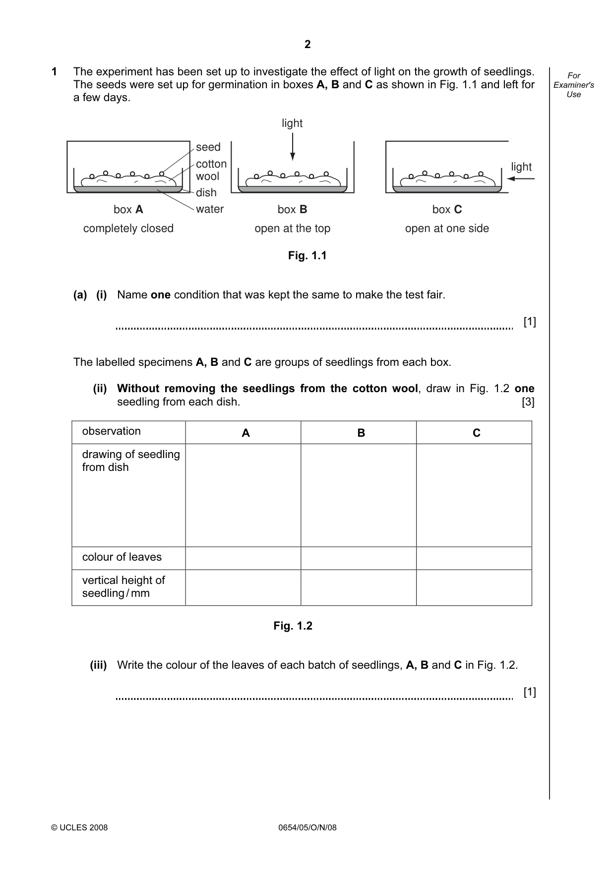 Cambridge IGCSE Sciences - Co-ordinated (Double) 0654 2008 Oct/Nov Paper 5 · Variant 1 question paper, page 2 of 12