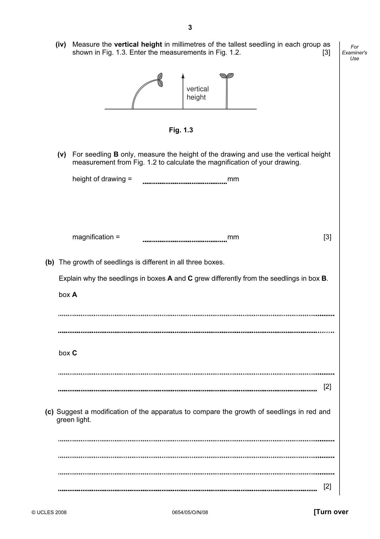 Cambridge IGCSE Sciences - Co-ordinated (Double) 0654 2008 Oct/Nov Paper 5 · Variant 1 question paper, page 3 of 12