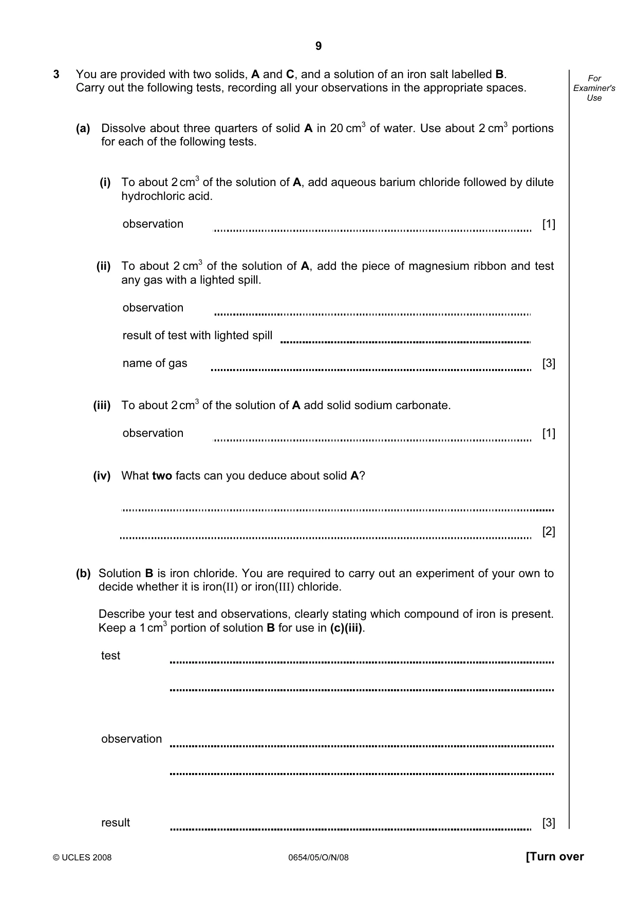 Cambridge IGCSE Sciences - Co-ordinated (Double) 0654 2008 Oct/Nov Paper 5 · Variant 1 question paper, page 9 of 12