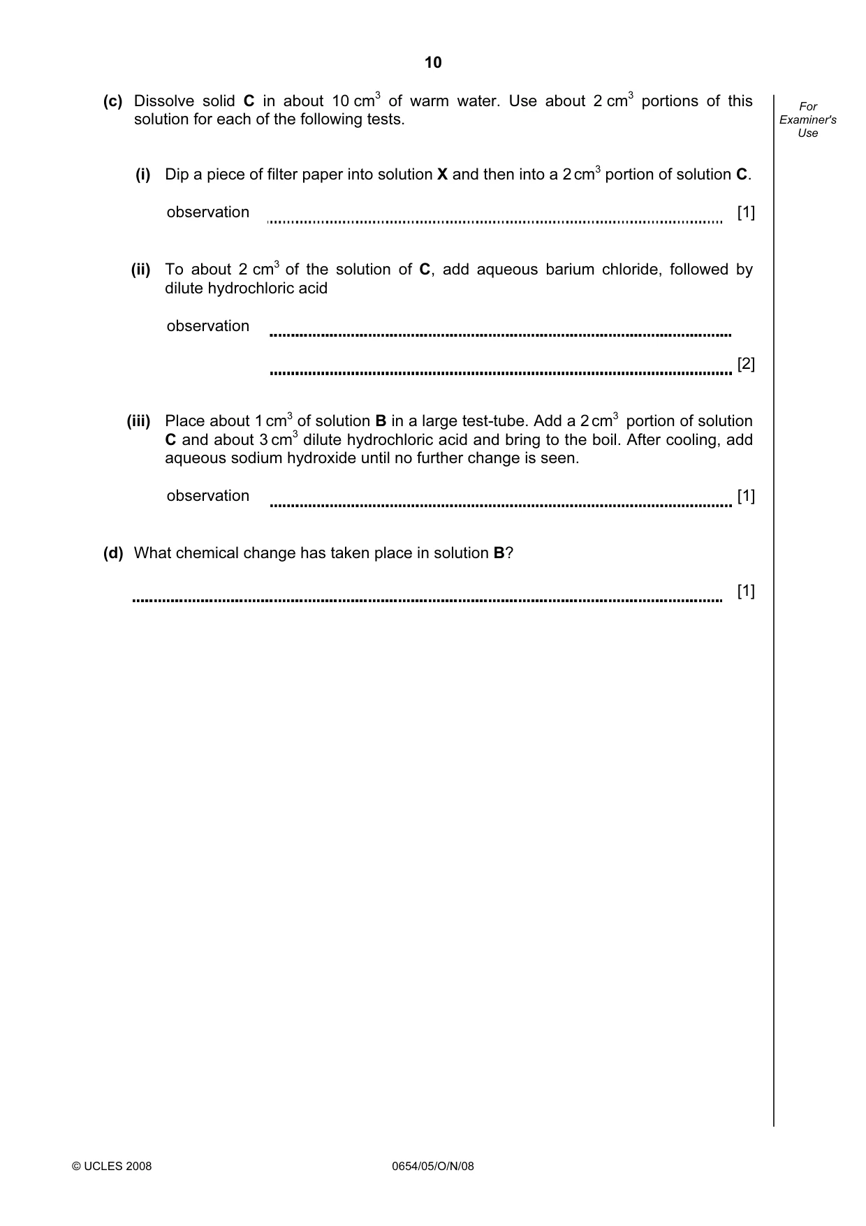 Cambridge IGCSE Sciences - Co-ordinated (Double) 0654 2008 Oct/Nov Paper 5 · Variant 1 question paper, page 10 of 12