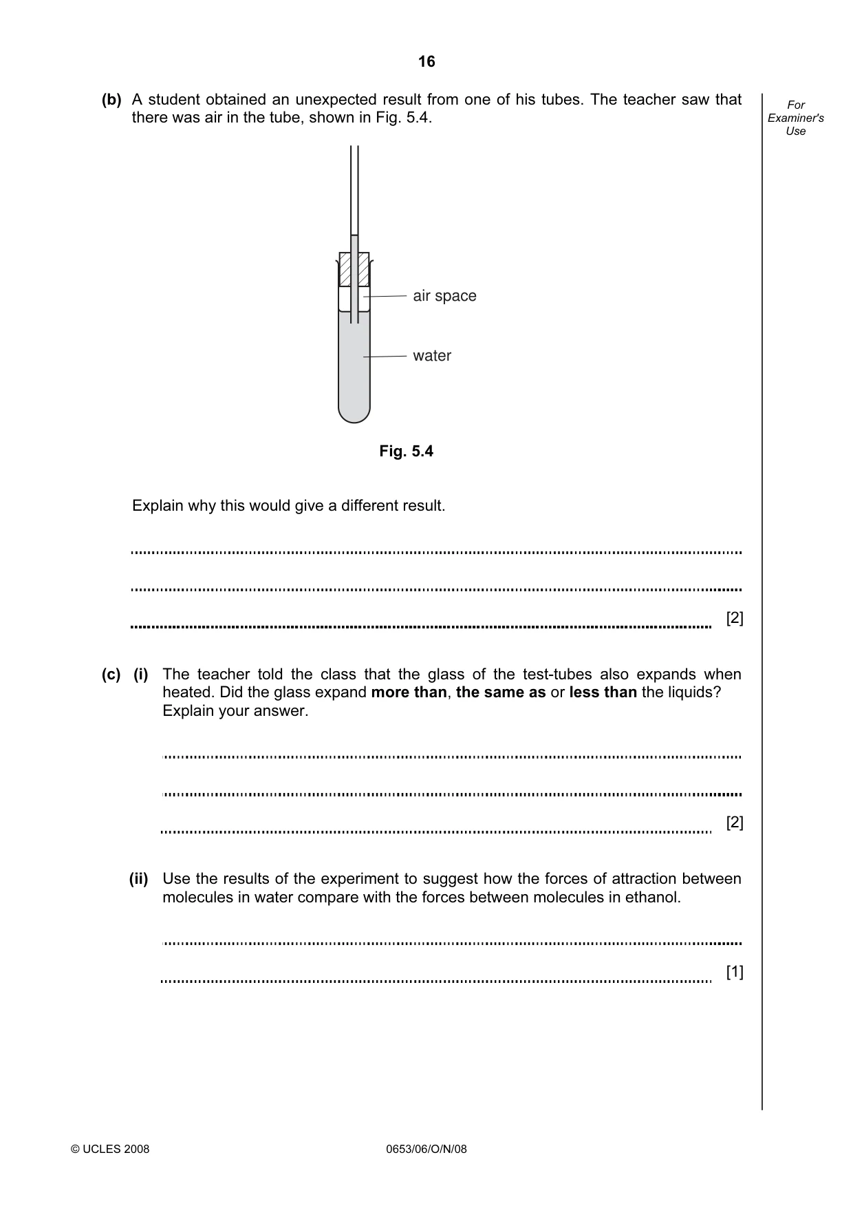 Cambridge IGCSE Sciences - Co-ordinated (Double) 0654 2008 Oct/Nov Paper 6 · Variant 1 question paper, page 16 of 20