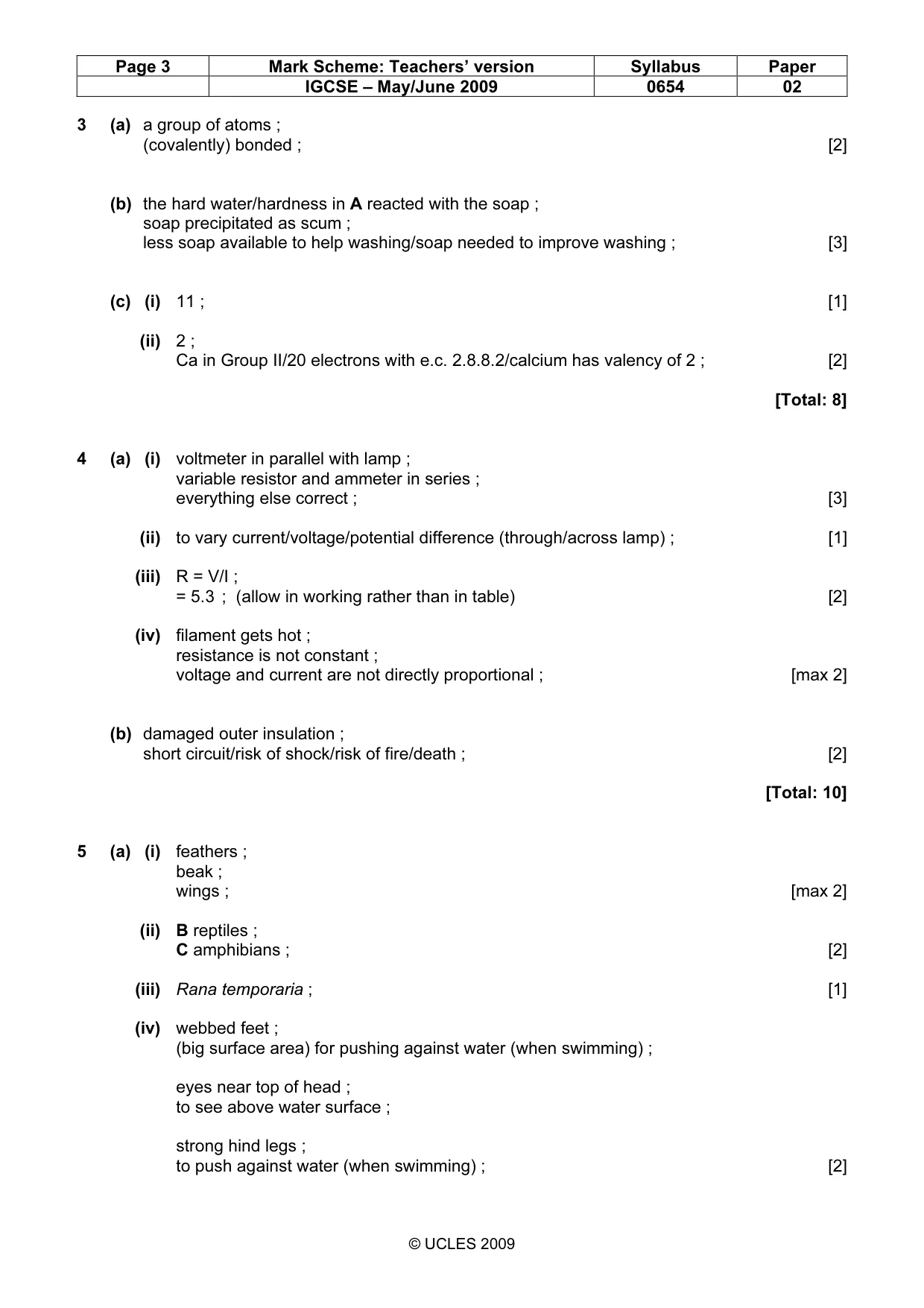 Mark scheme, page 3 of 6