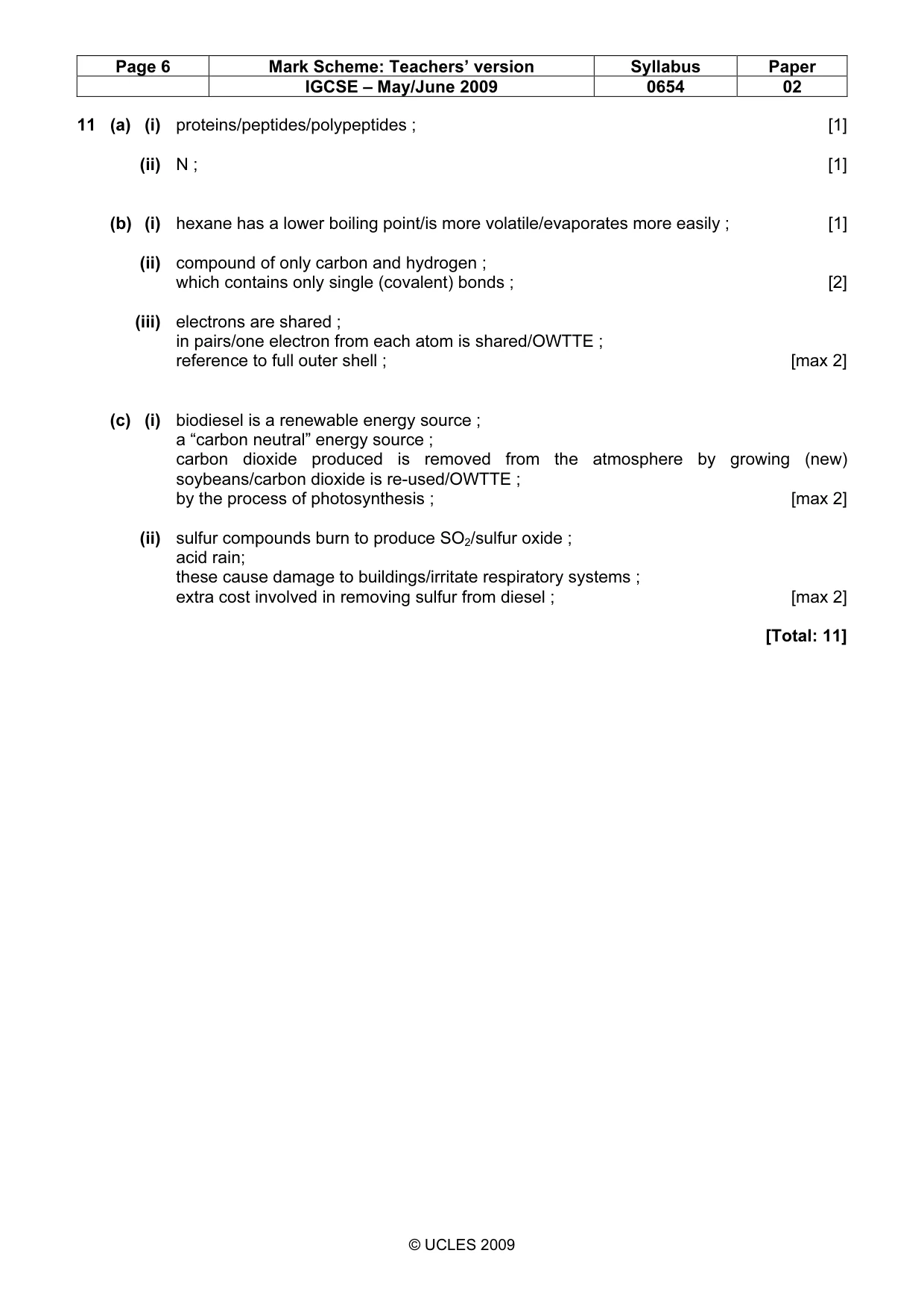 Mark scheme, page 6 of 6