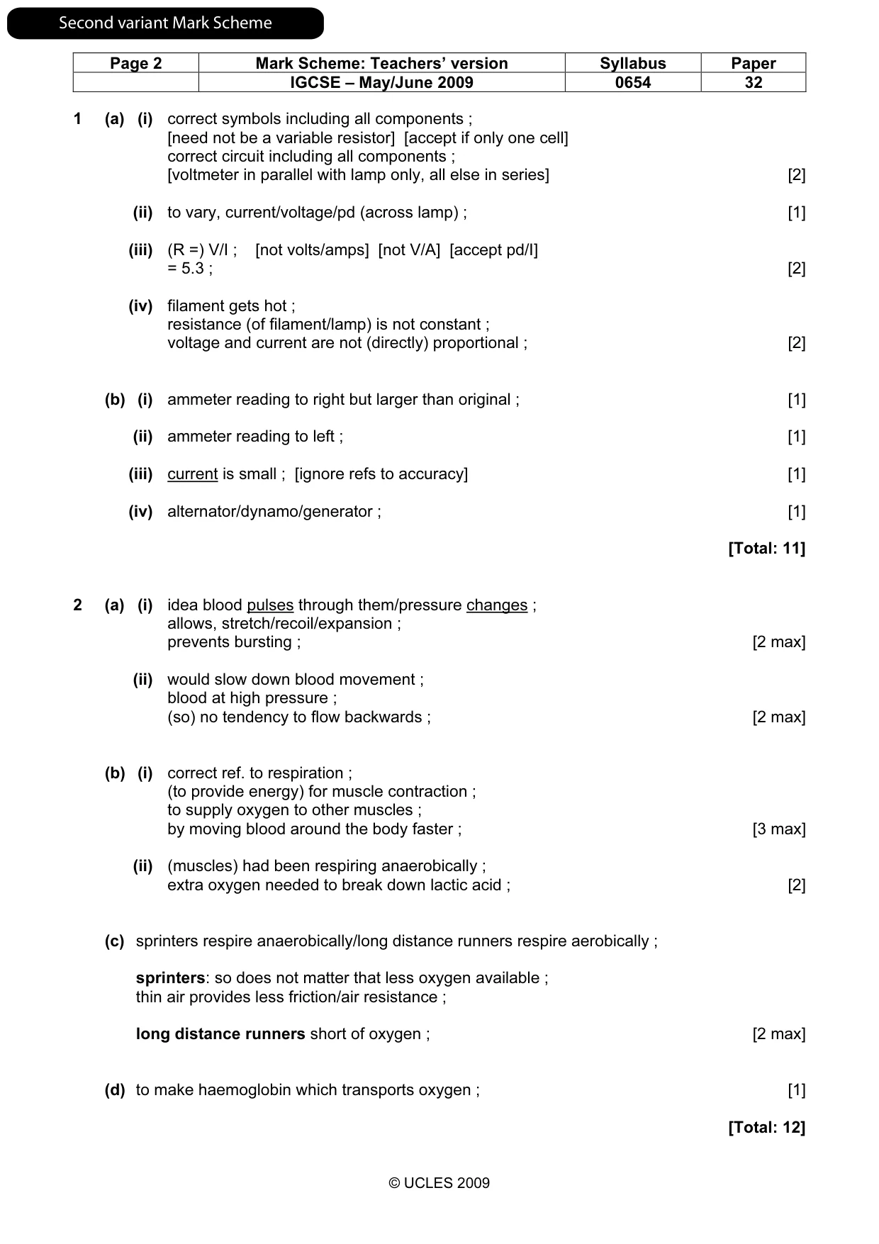 Mark scheme, page 9 of 13