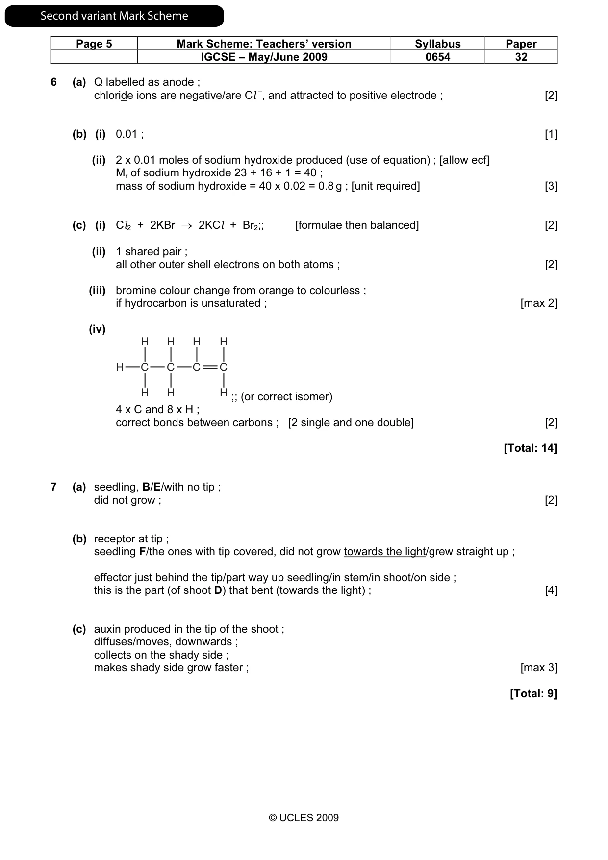 Mark scheme, page 12 of 13