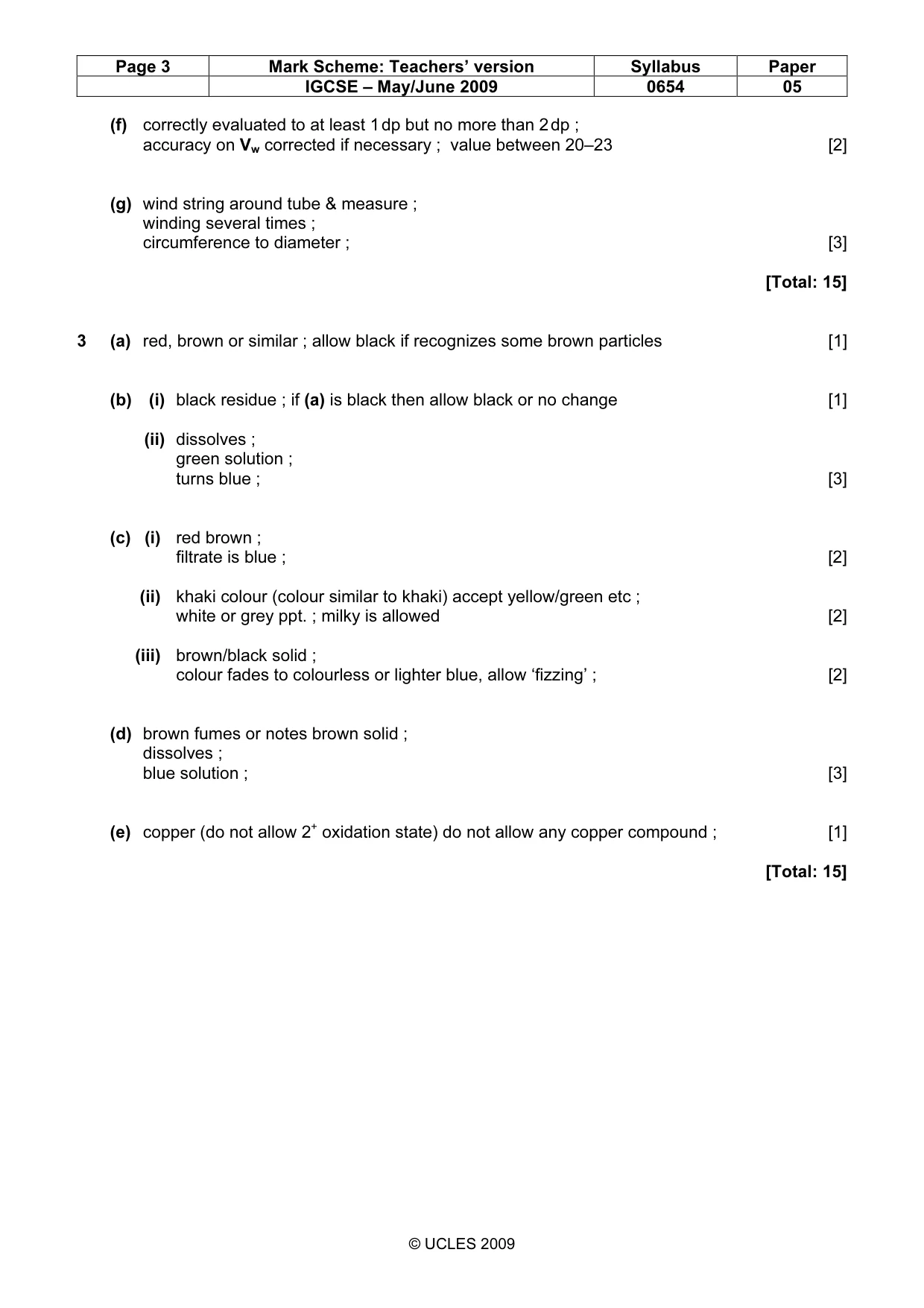 Mark scheme, page 3 of 3