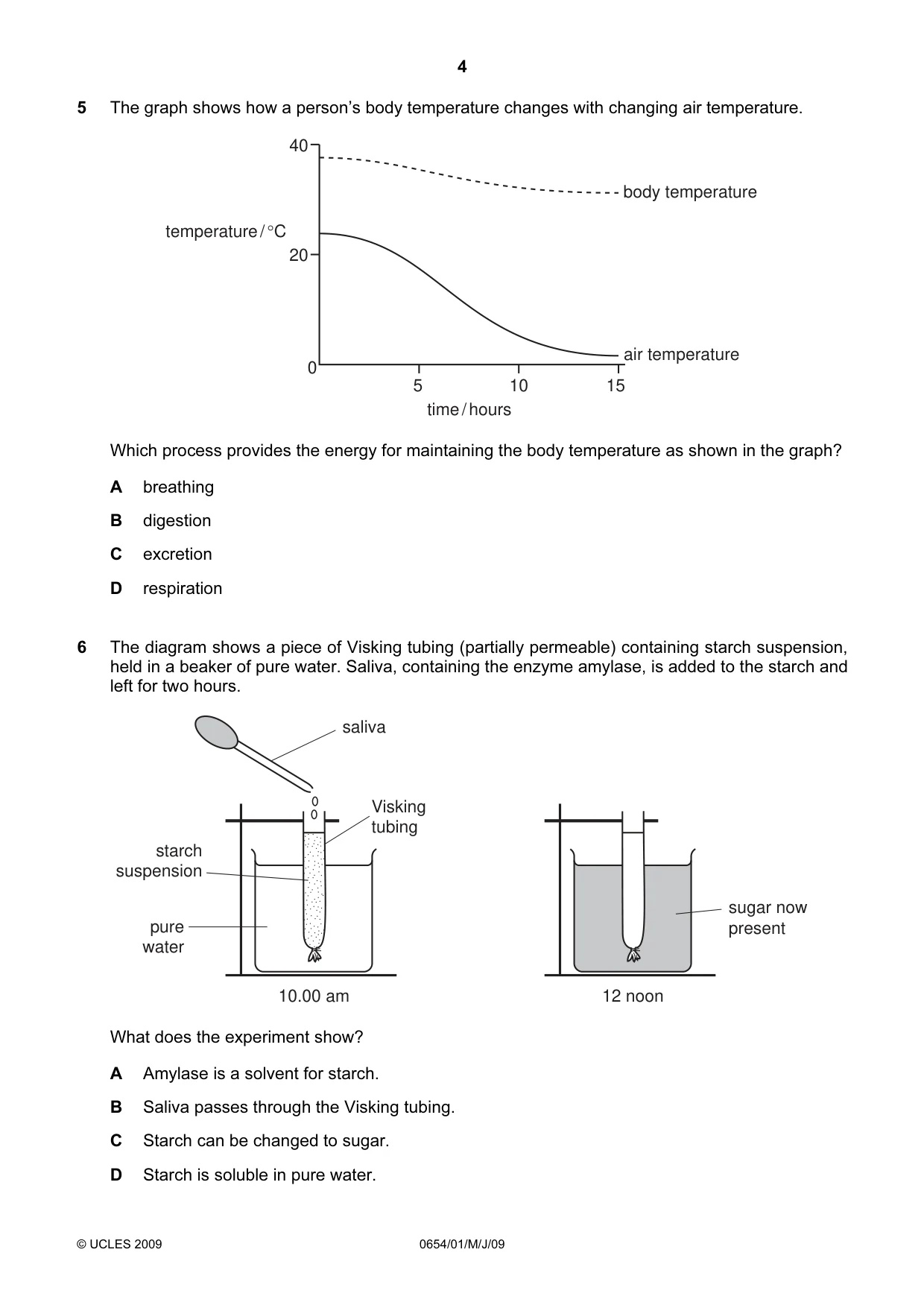 Cambridge IGCSE Sciences - Co-ordinated (Double) 0654 2009 May/June Paper 1 · Variant 1 question paper, page 4 of 20