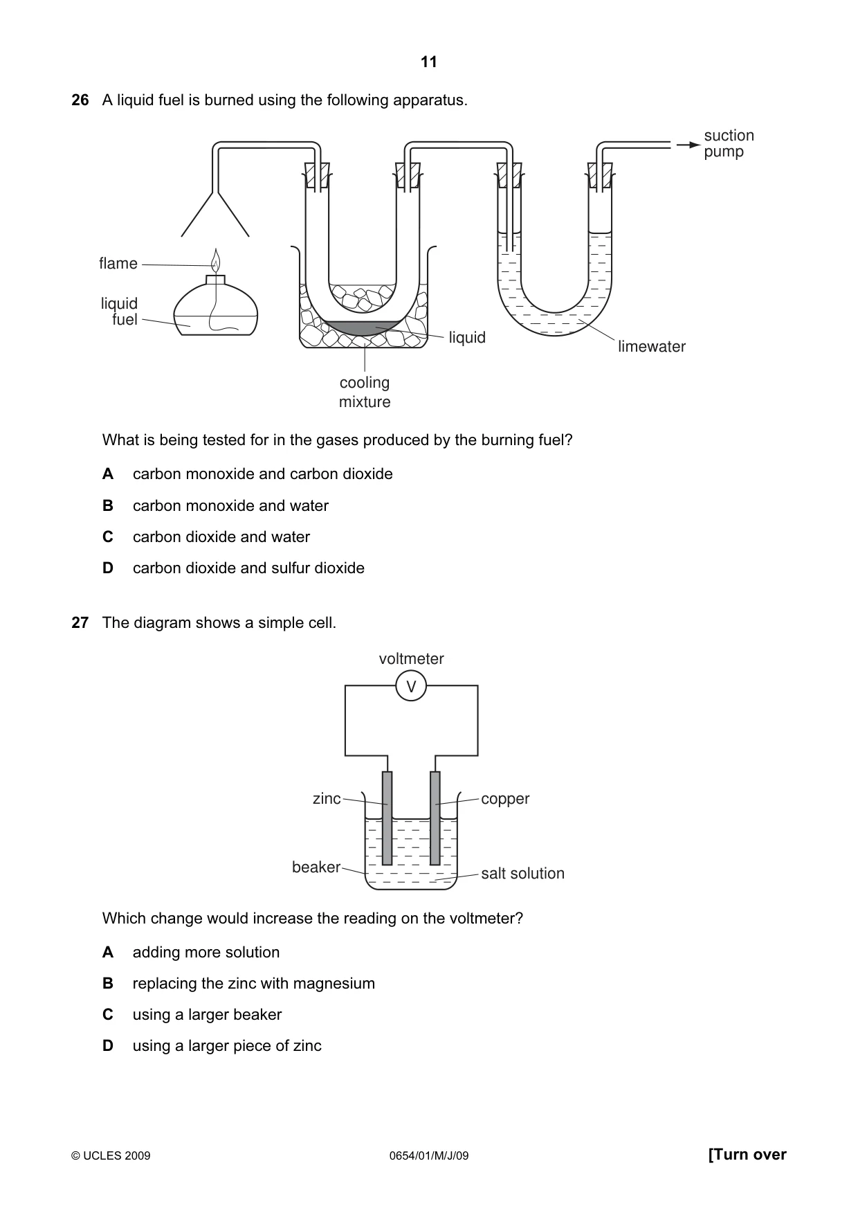 Cambridge IGCSE Sciences - Co-ordinated (Double) 0654 2009 May/June Paper 1 · Variant 1 question paper, page 11 of 20