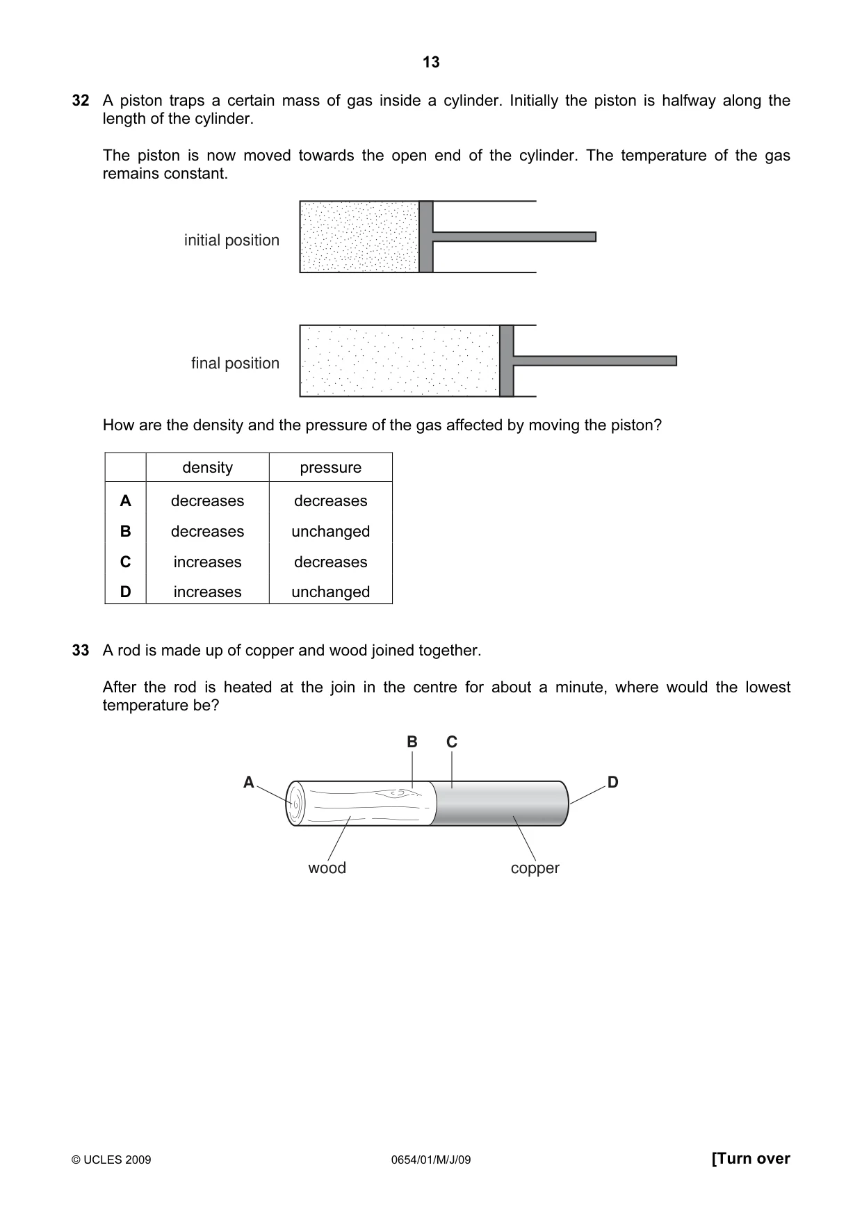 Cambridge IGCSE Sciences - Co-ordinated (Double) 0654 2009 May/June Paper 1 · Variant 1 question paper, page 13 of 20