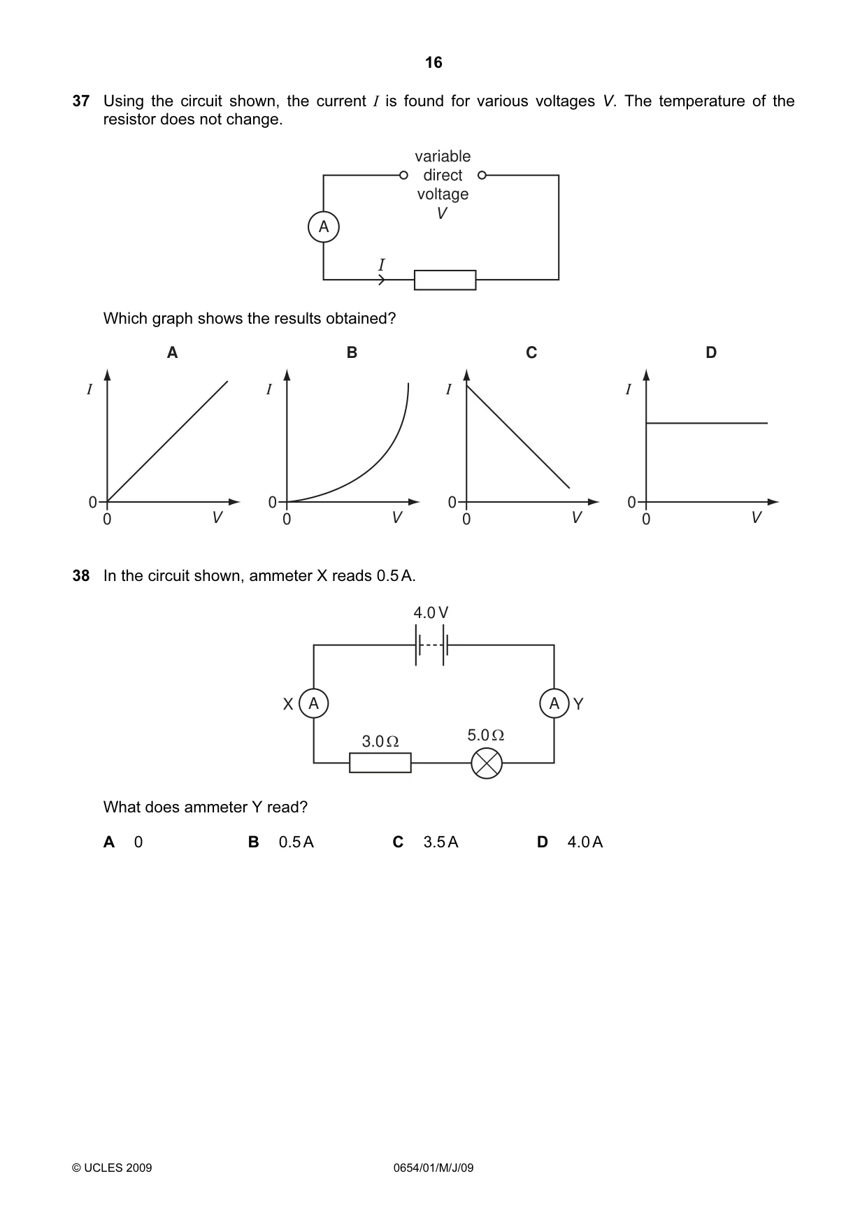 Cambridge IGCSE Sciences - Co-ordinated (Double) 0654 2009 May/June Paper 1 · Variant 1 question paper, page 16 of 20